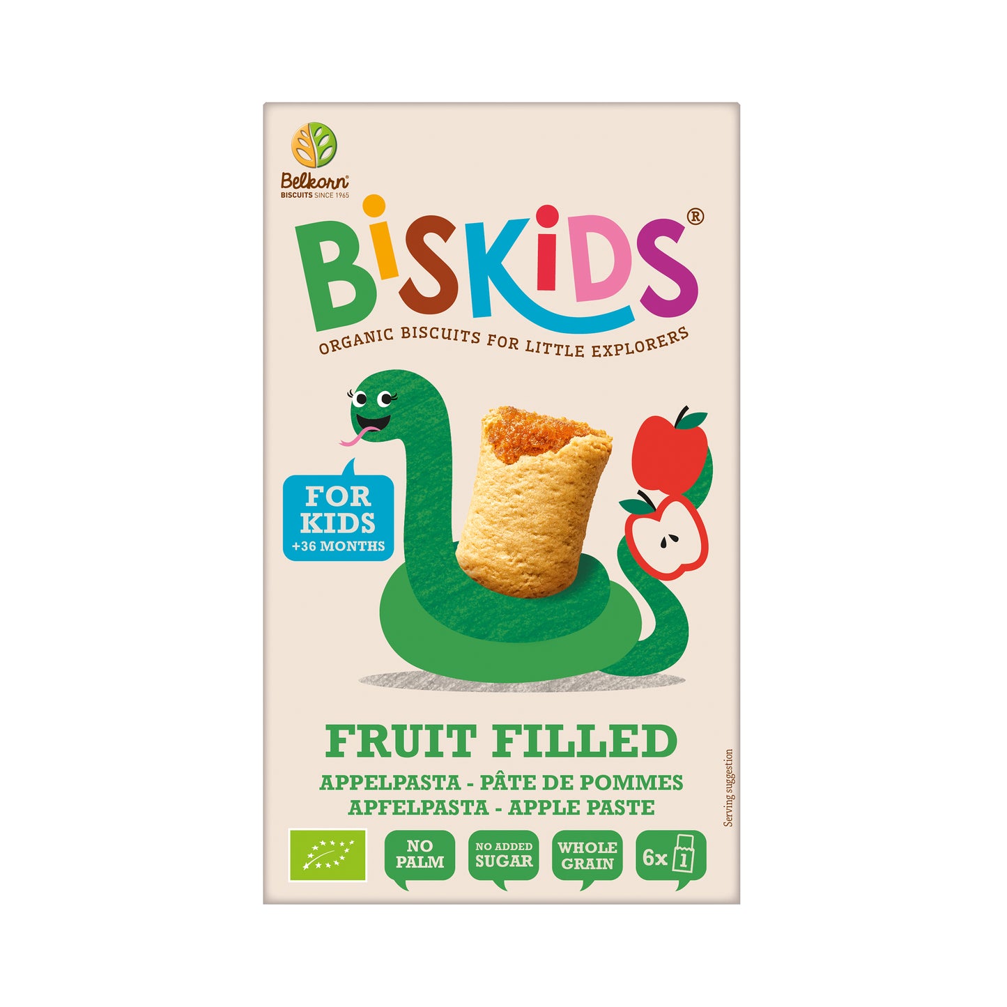 630362 Sušenky celozrnné měkké dětské s jablečným pyré bez přidaného cukru 36M+ 120 g BIO BISKIDS-