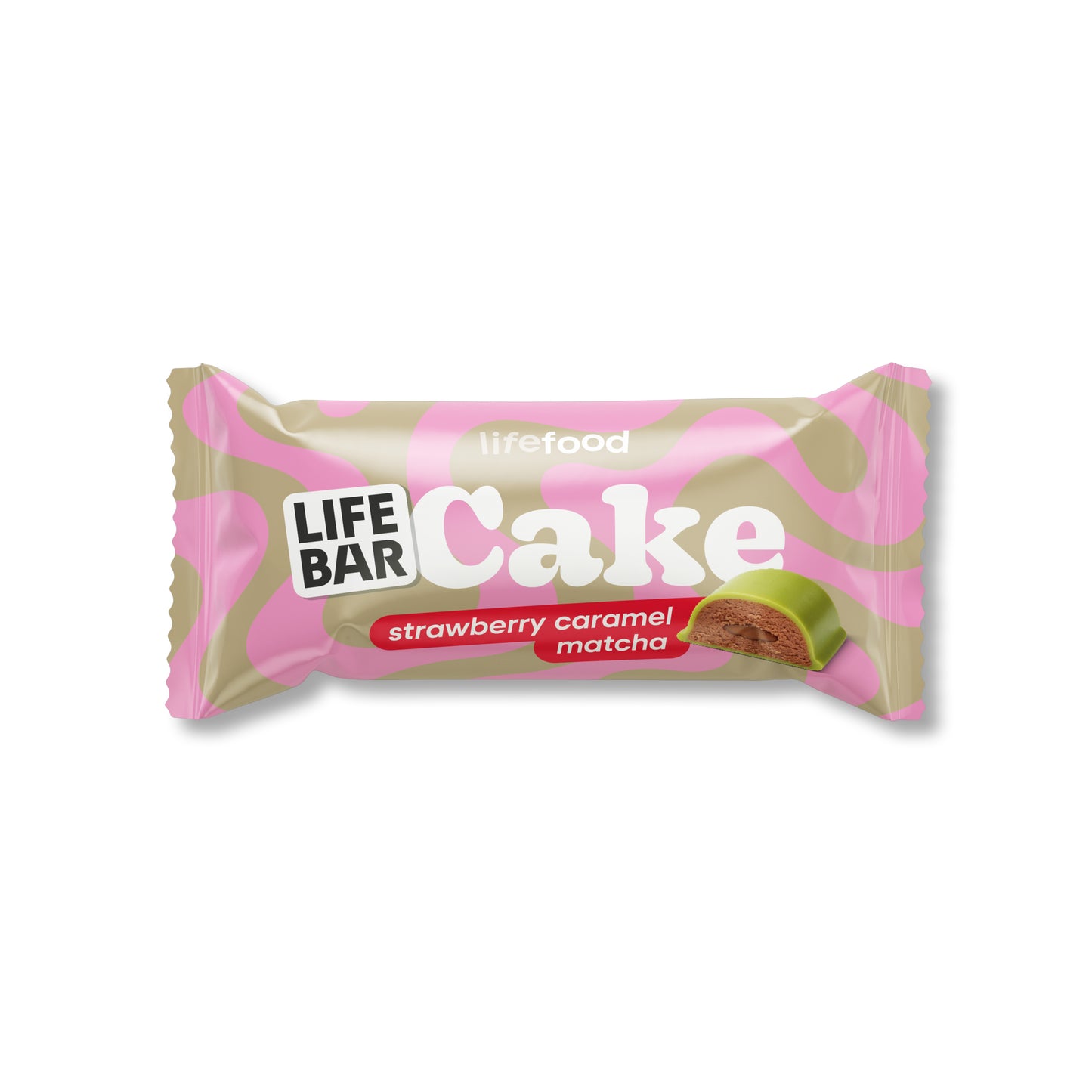 630418 Tyčinka Lifebar Cake jahoda, karamel a matcha 35 g BIO LIFEFOOD-1
