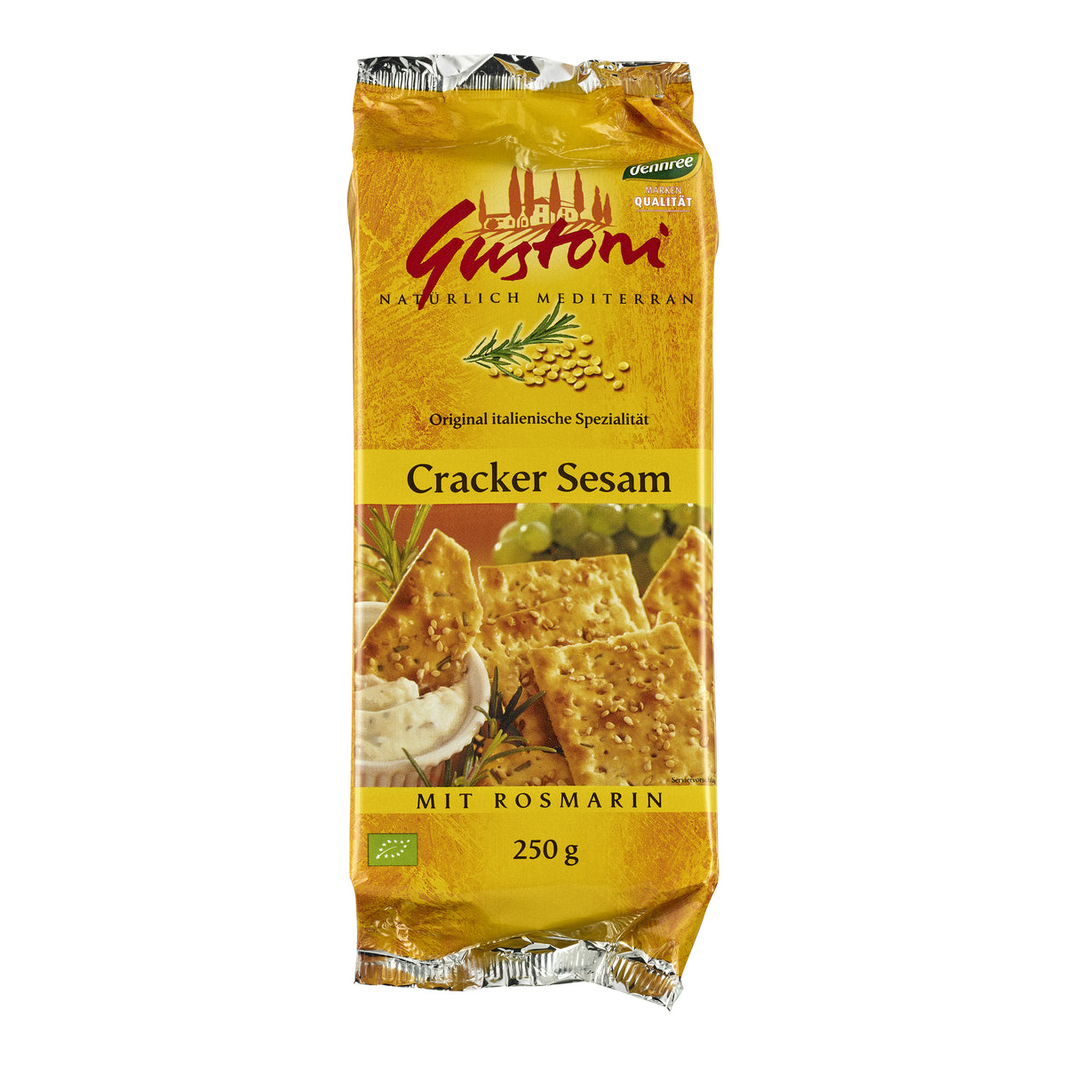 640143 Krekry s rozmarýnem a sezamem 250 g BIO GUSTONI