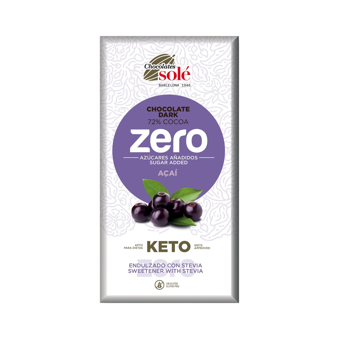 662224 Čokoláda hořká 72 % s acai a stévií bez cukru 100 g SOLÉ-1