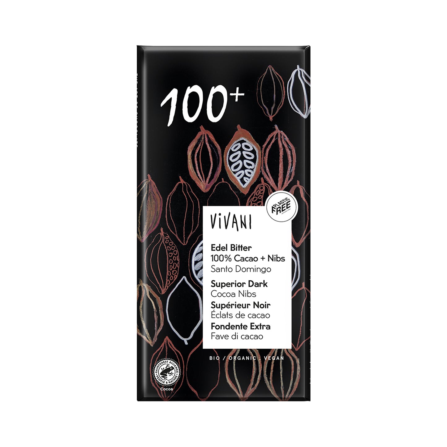665181 Čokoláda hořká s kousky kakaa 100 % 80 g BIO VIVANI-1