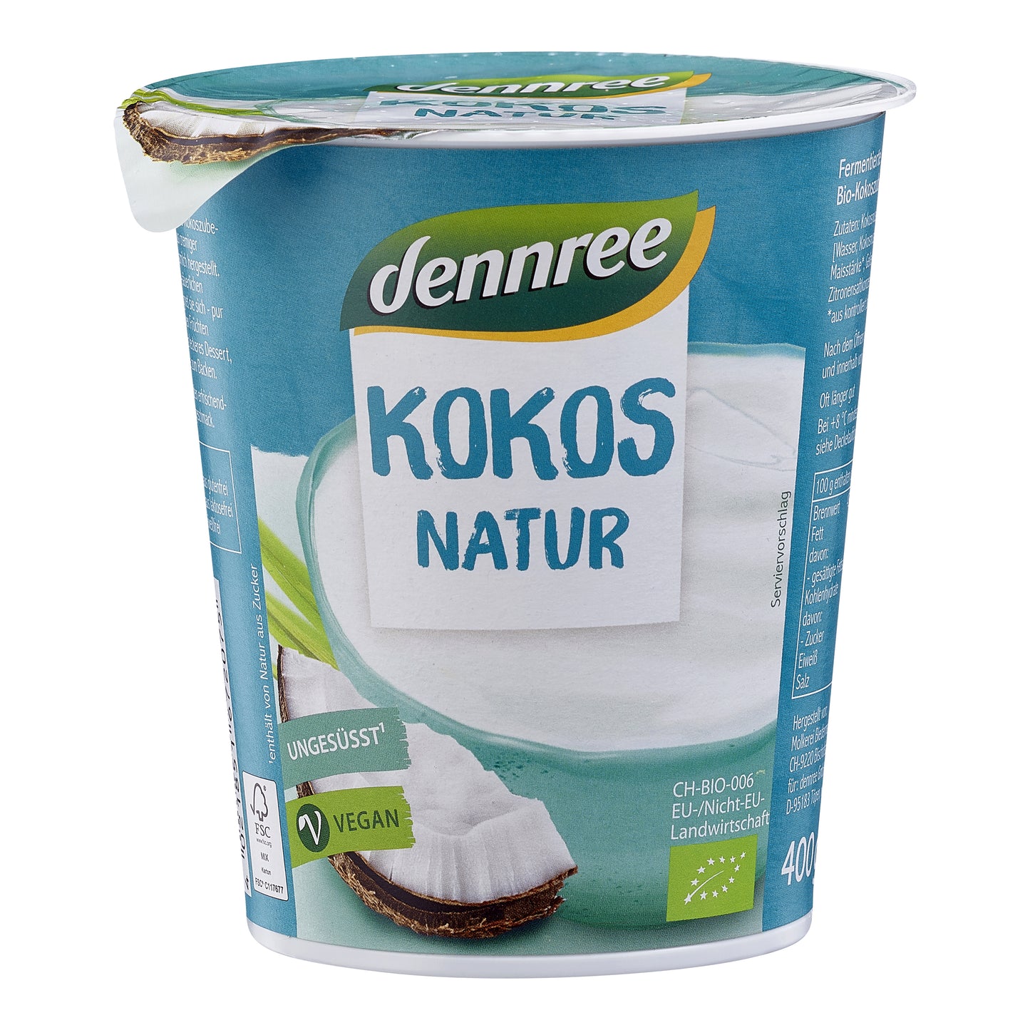 711073 Kokos natur kokosová alternativa jogurtu 400 g BIO DENNREE-1