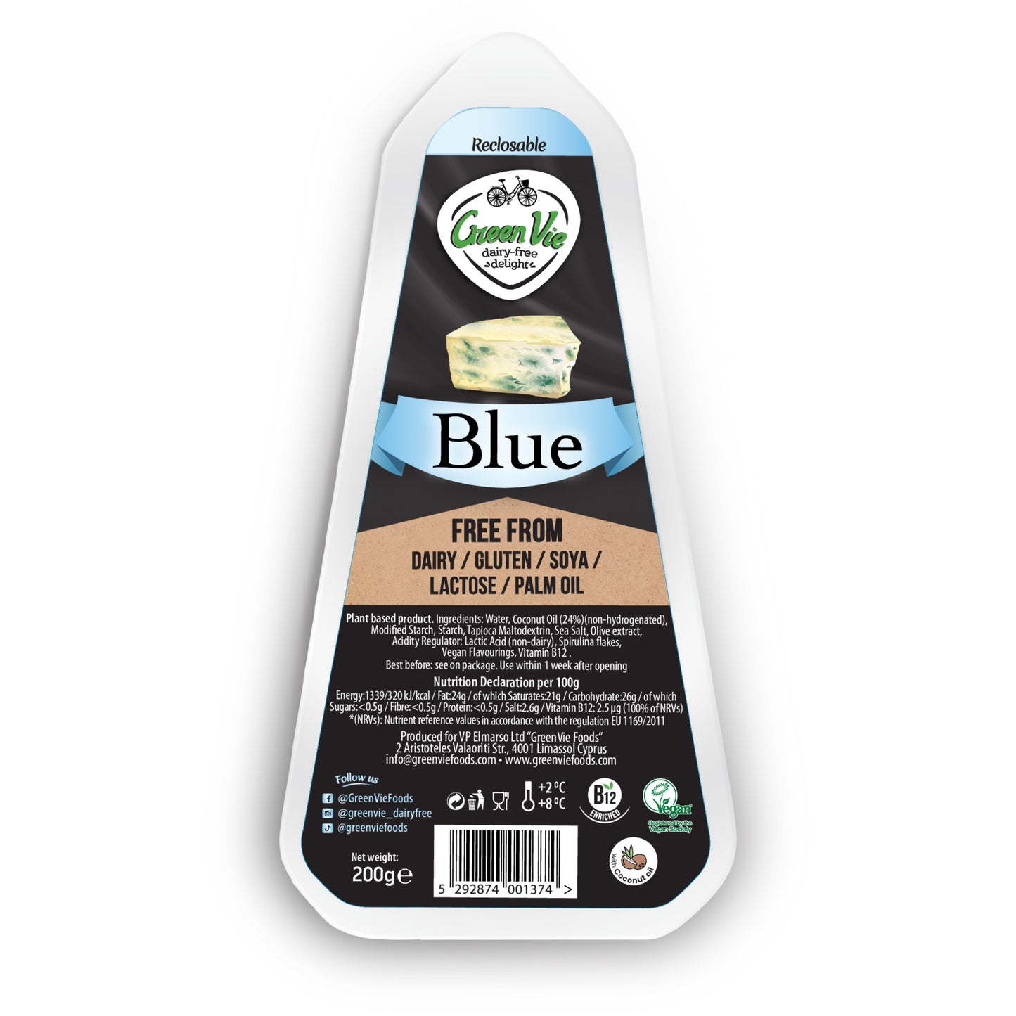 712144 Veganská alternativa modrého sýru blok 200 g GREENVIE-1