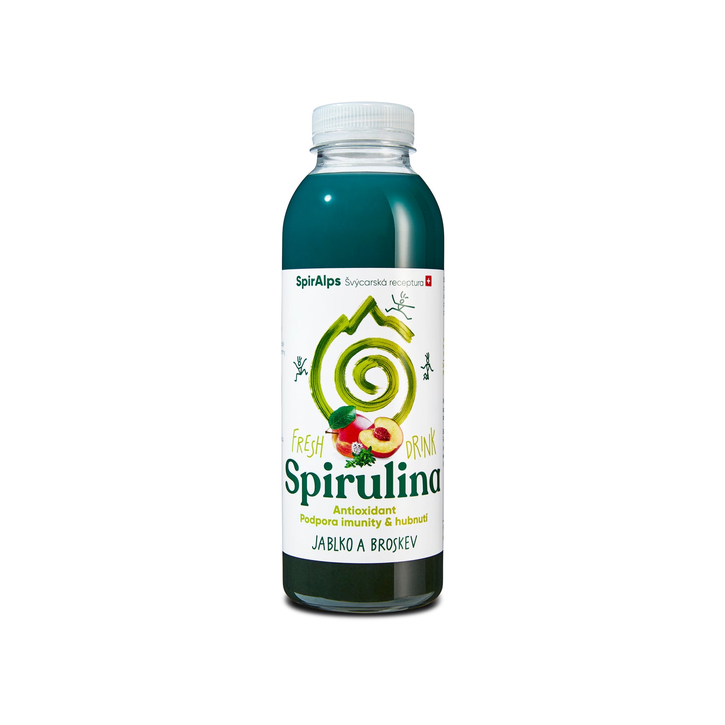 719045 Nápoj ovocný čerstvý se spirulinou jablko a broskev 500 ml SPIRALPS-1