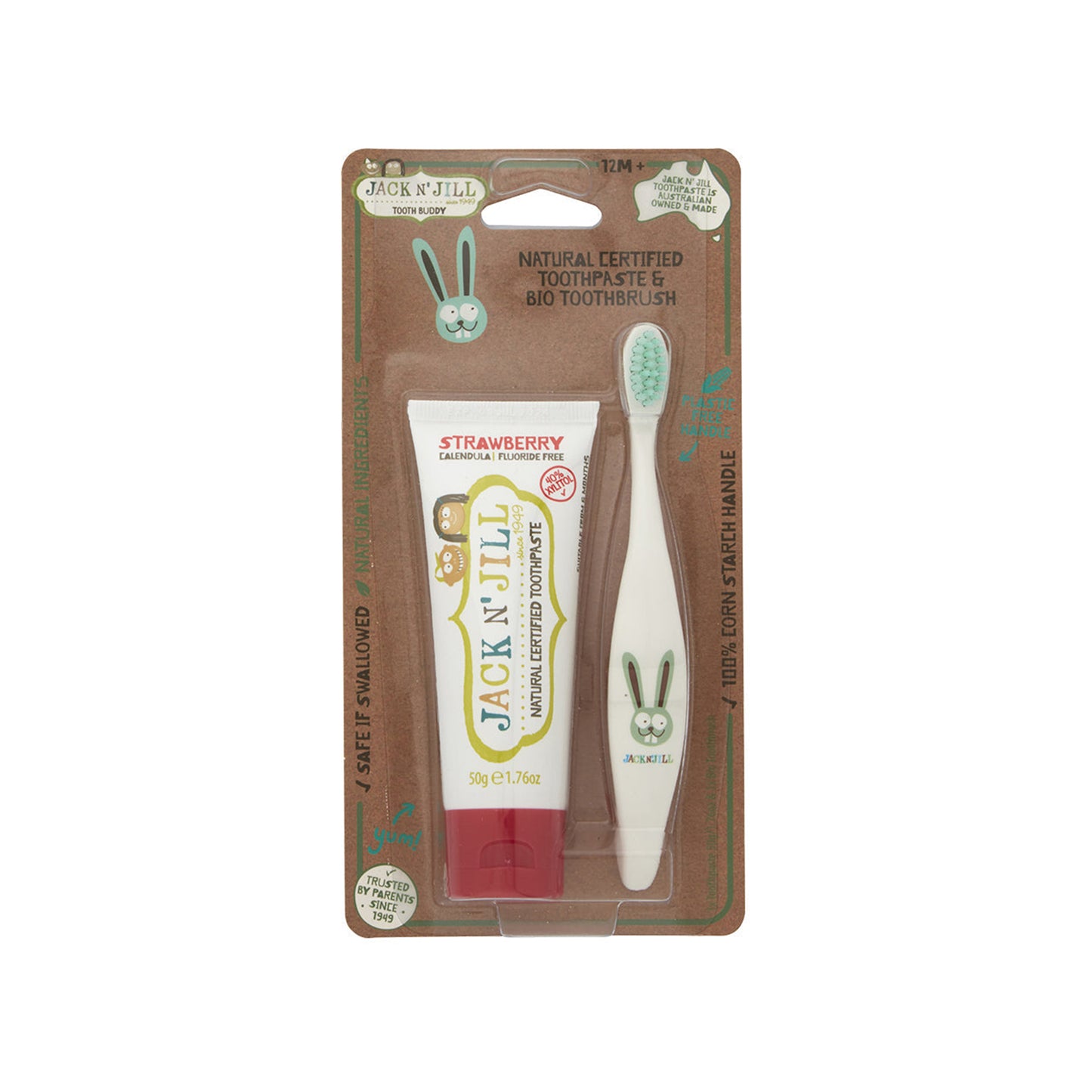 900248 Set akční dětský - zubní pasta - Jahoda 50 g a zubní kartáček Zajíček JACK N´ JILL-1