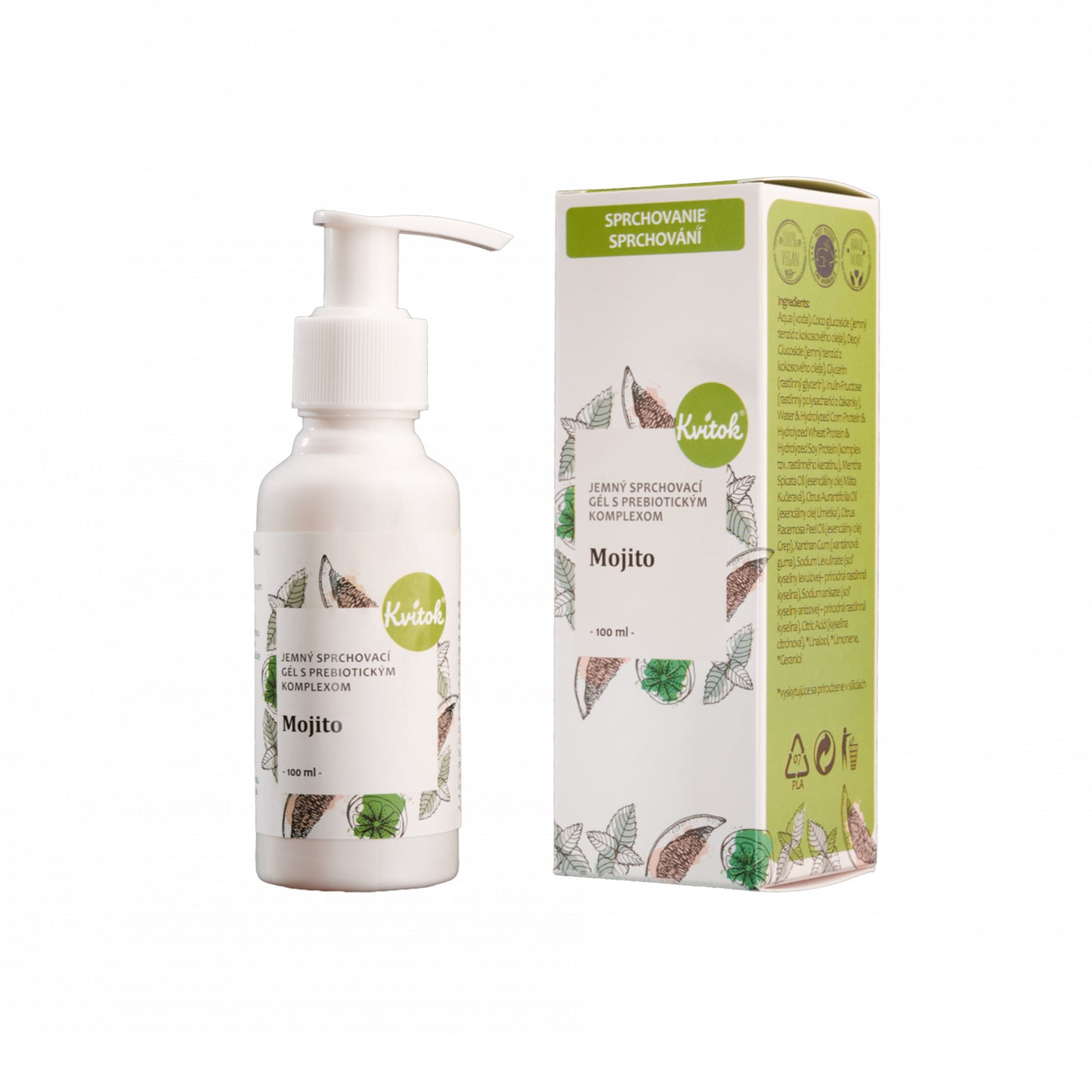 900331 Gel sprchový jemný s prebiotickým komplexem Mojito 100 ml KVITOK-1