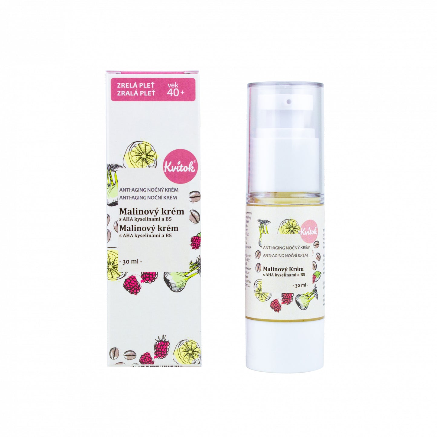 900350 Krém noční malinový pro zralou pleť 40+ 30 ml KVITOK-1