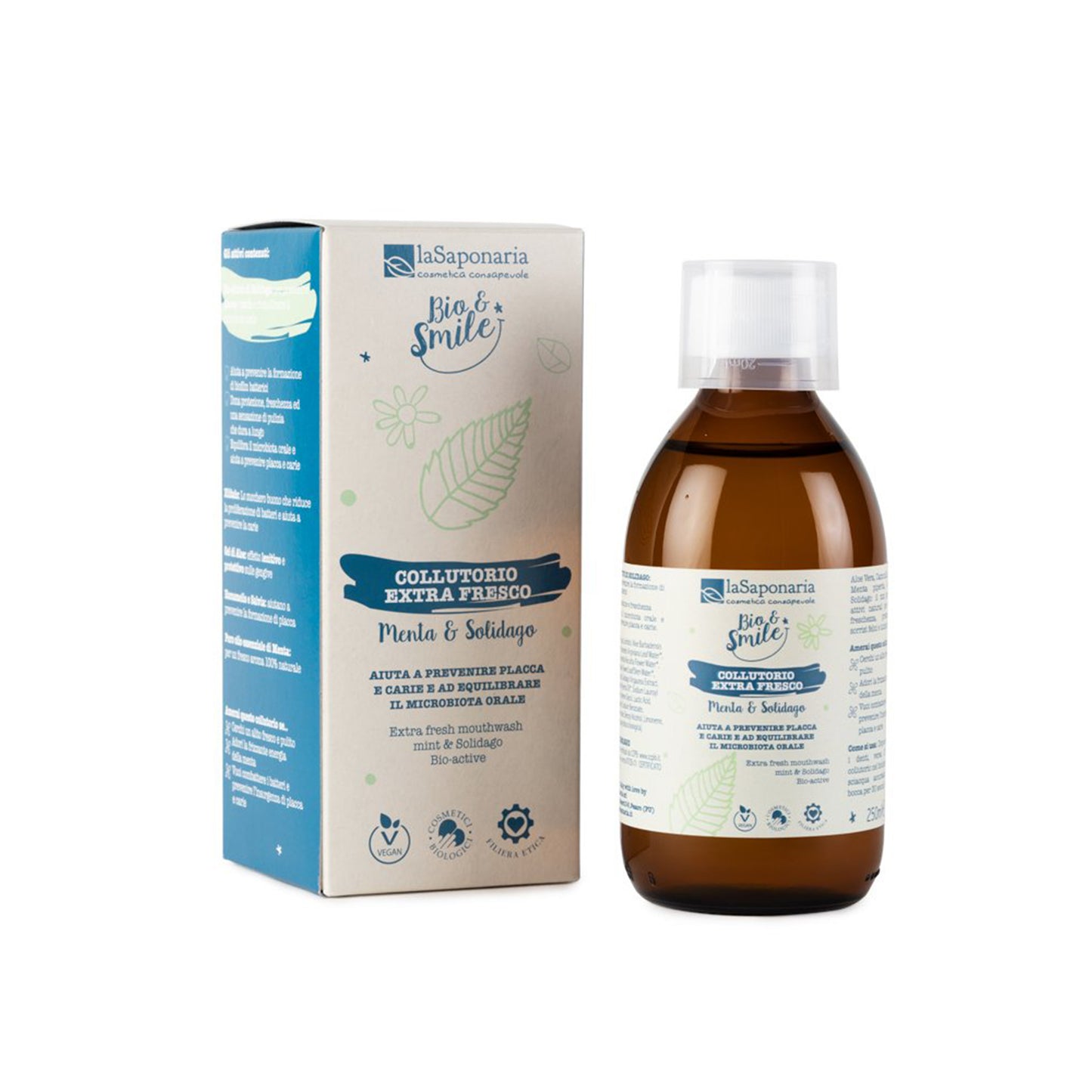 900538 Voda ústní extra svěží s mátou a zlatoobýlem 250 ml BIO LA SAPONARIA-1