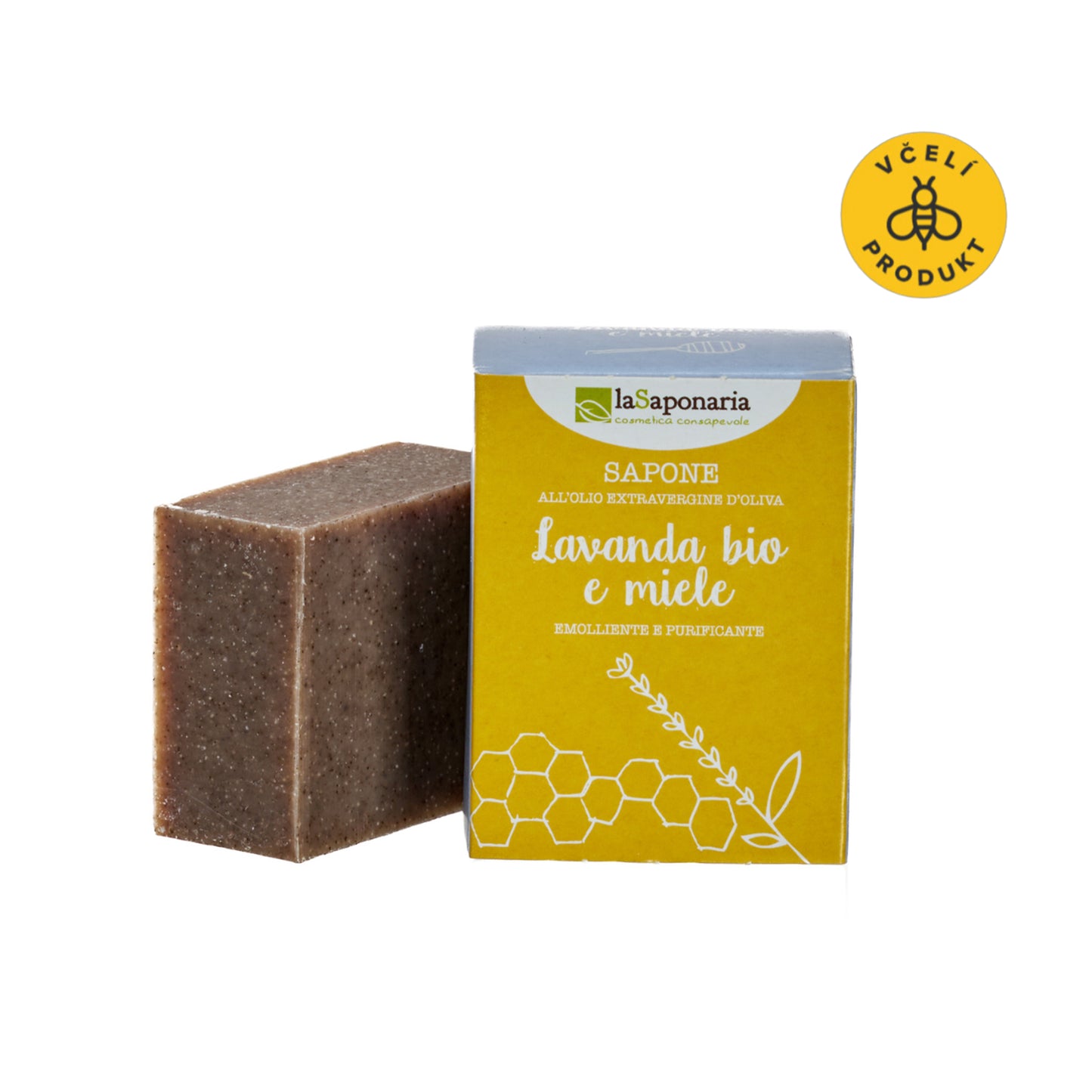 901873 Mýdlo tuhé olivové Med a levandule 100 g BIO LA SAPONARIA-1