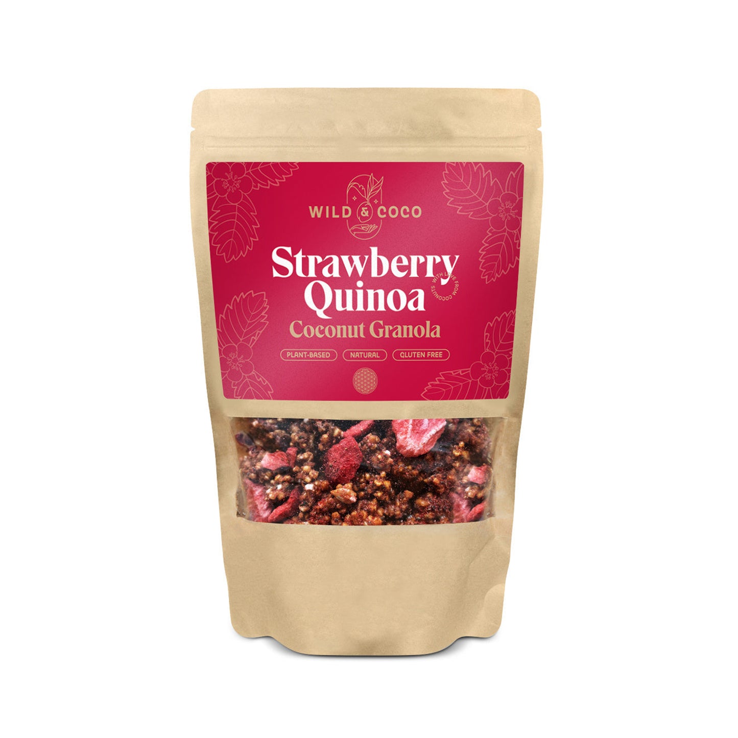 902963 Granola jahodová Quinoa a kokos 220 g WILD & COCO-1
