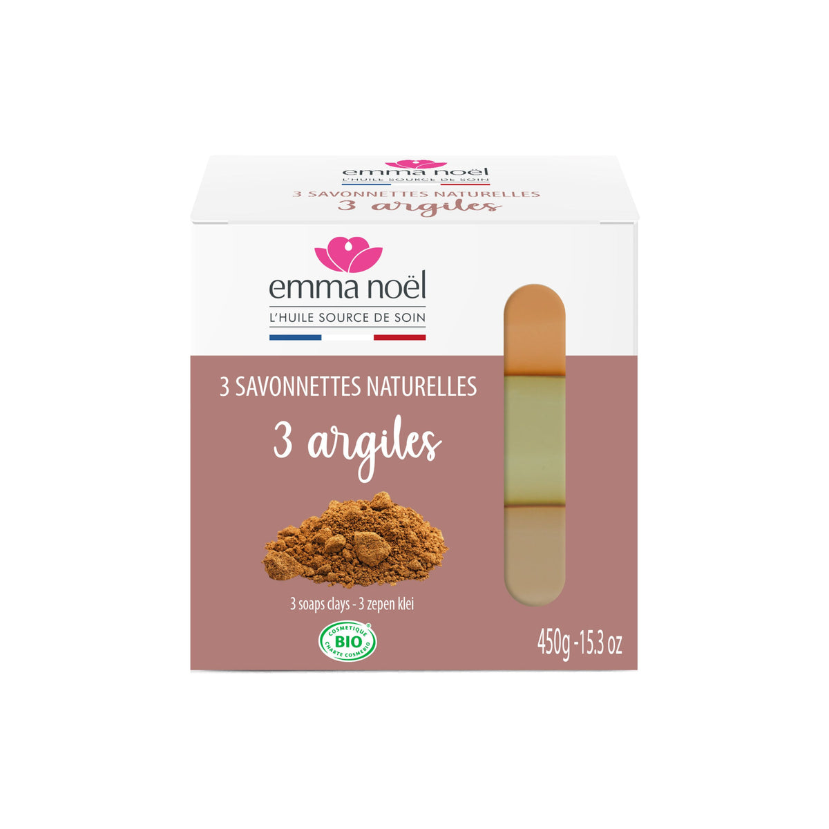 941252 Mýdlo rostlinné jíl 3x150 g BIO EMMA NOËL-1