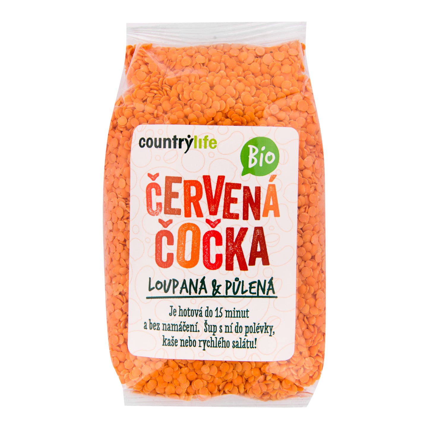 120014 Čočka červená půlená 500 g BIO   COUNTRY LIFE-1