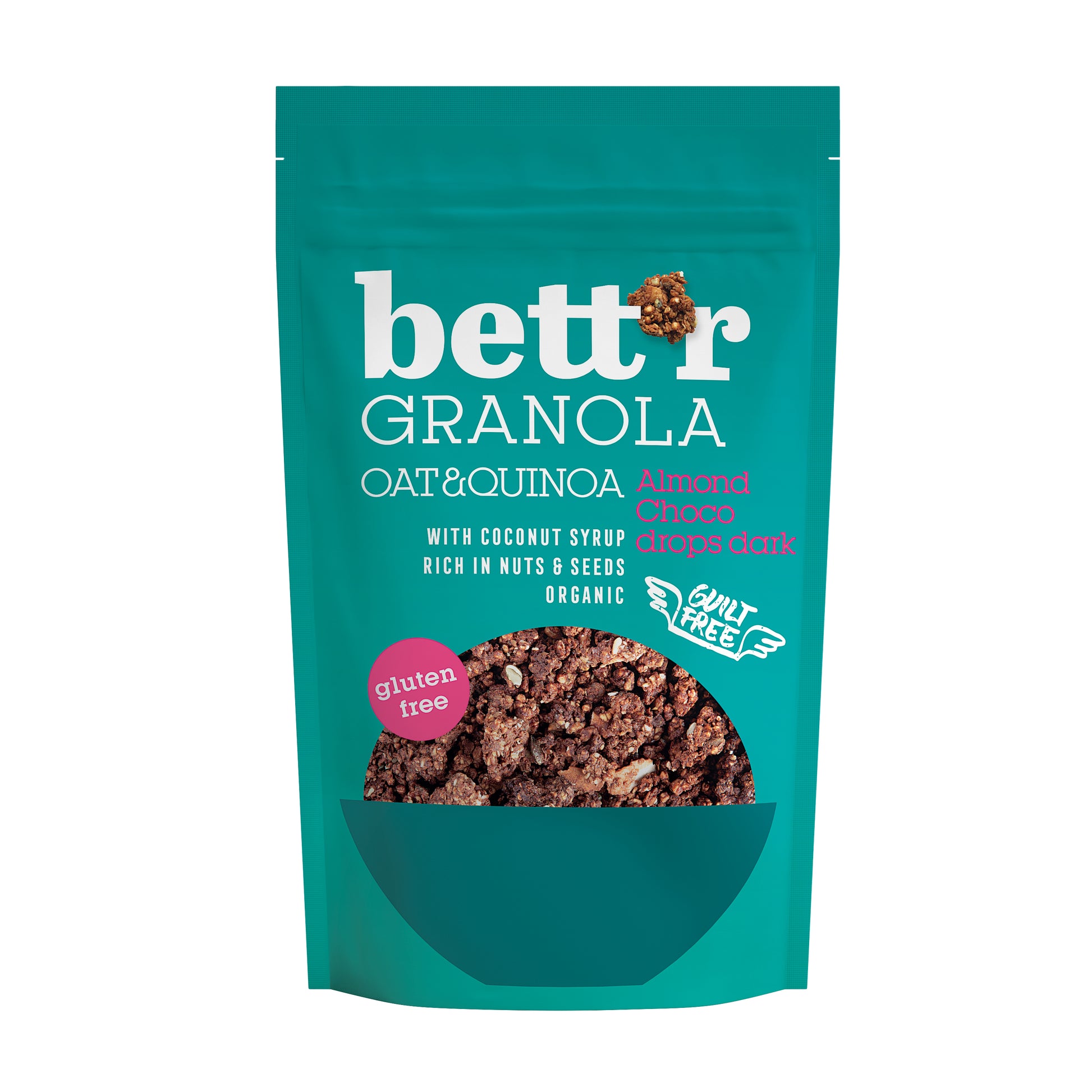 230138 Granola s mandlemi a čokoládovými pecičkami bezlepková 300 g BIO   BETT´R-1