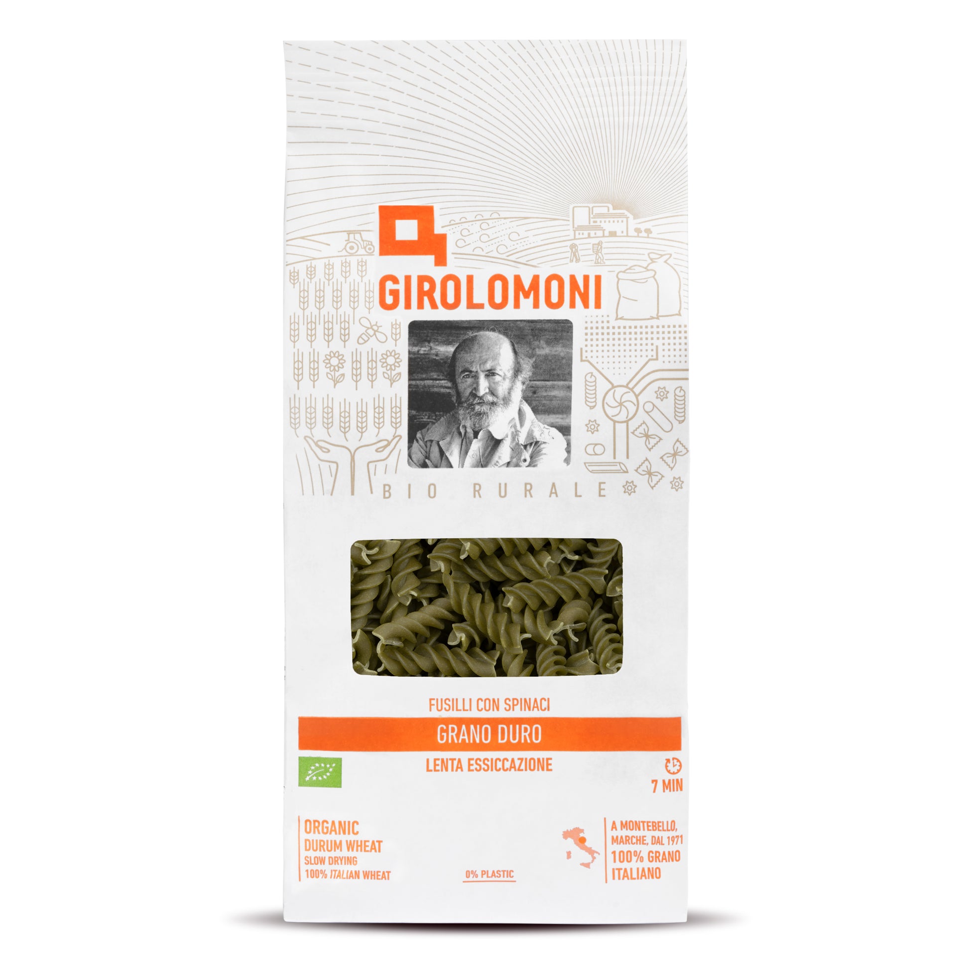 260154 Těstoviny fusilli semolinové se špenátem 500 g BIO   GIROLOMONI-1