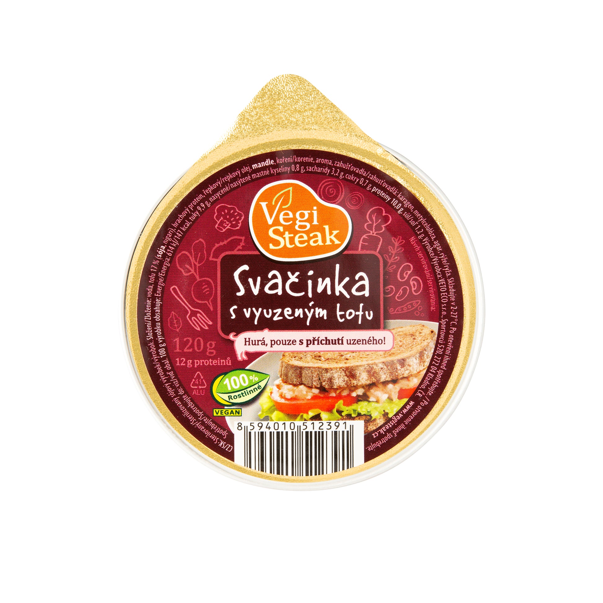 312054 VegiSteak pomazánka Svačinka s vyuzeným tofu 120 g   VETO ECO-1
