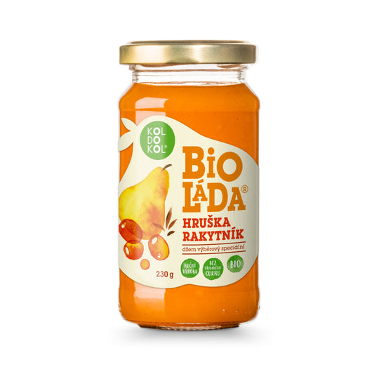 330113 Bioláda pomazánka ovocná rakytník a hruška 230 g BIO   KOLDOKOL-1
