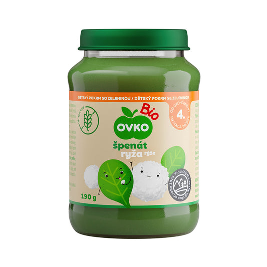 330126 Příkrm zeleninový špenát, rýže 190 g BIO   OVKO-1