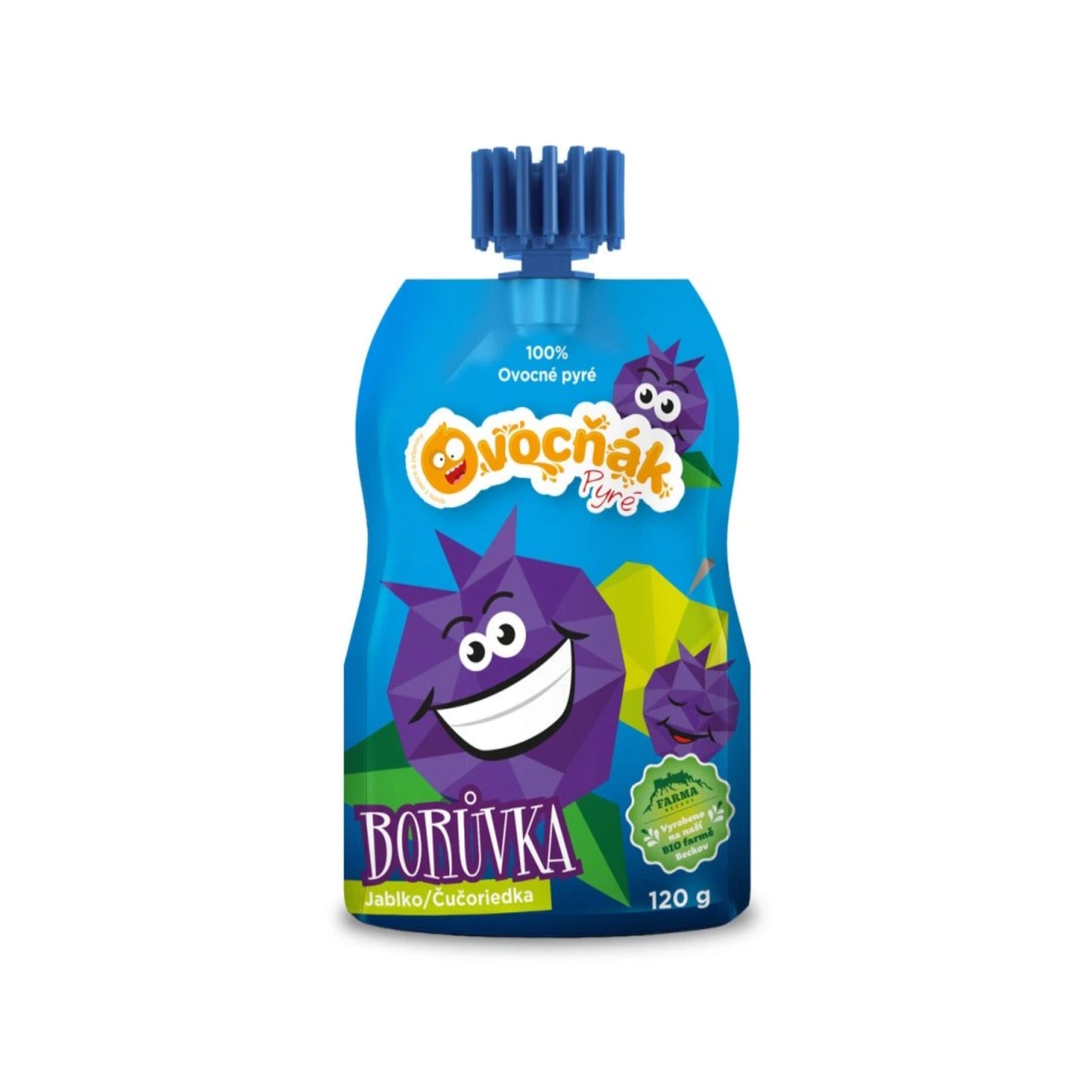 332080 Pyré ovocné jablko-borůvka 120 g   OVOCŇÁK-1