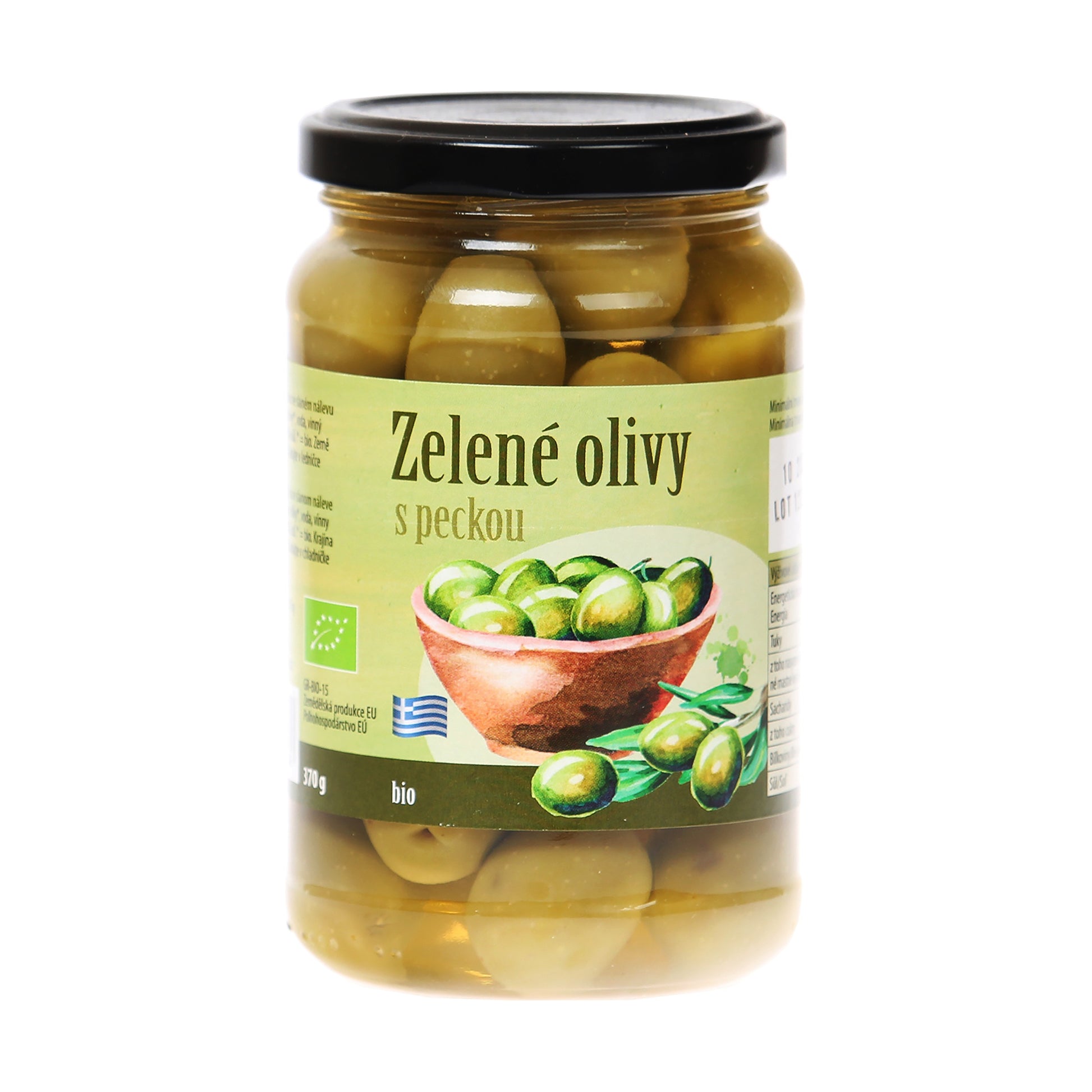 430165 Olivy zelené s peckou v nálevu 370 g BIO   BIO NEBIO-1