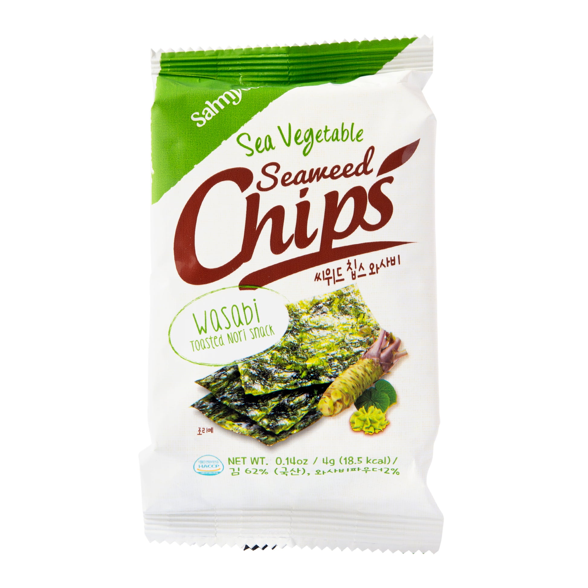 482036 Mořské řasy Snack pražené Nori s příchutí Wasabi 4 g   SAHMYOOKFOODS-1