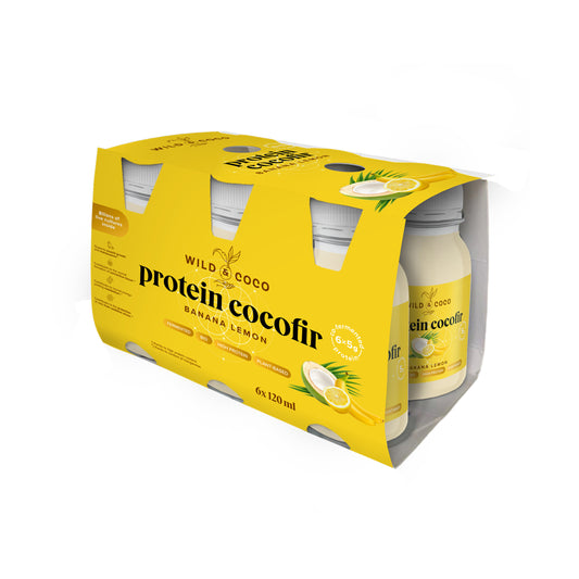 530094 Nápoj kokosový Protein Cocofir Banana Lemon 6 x 120 ml BIO   WILD & COCO-1