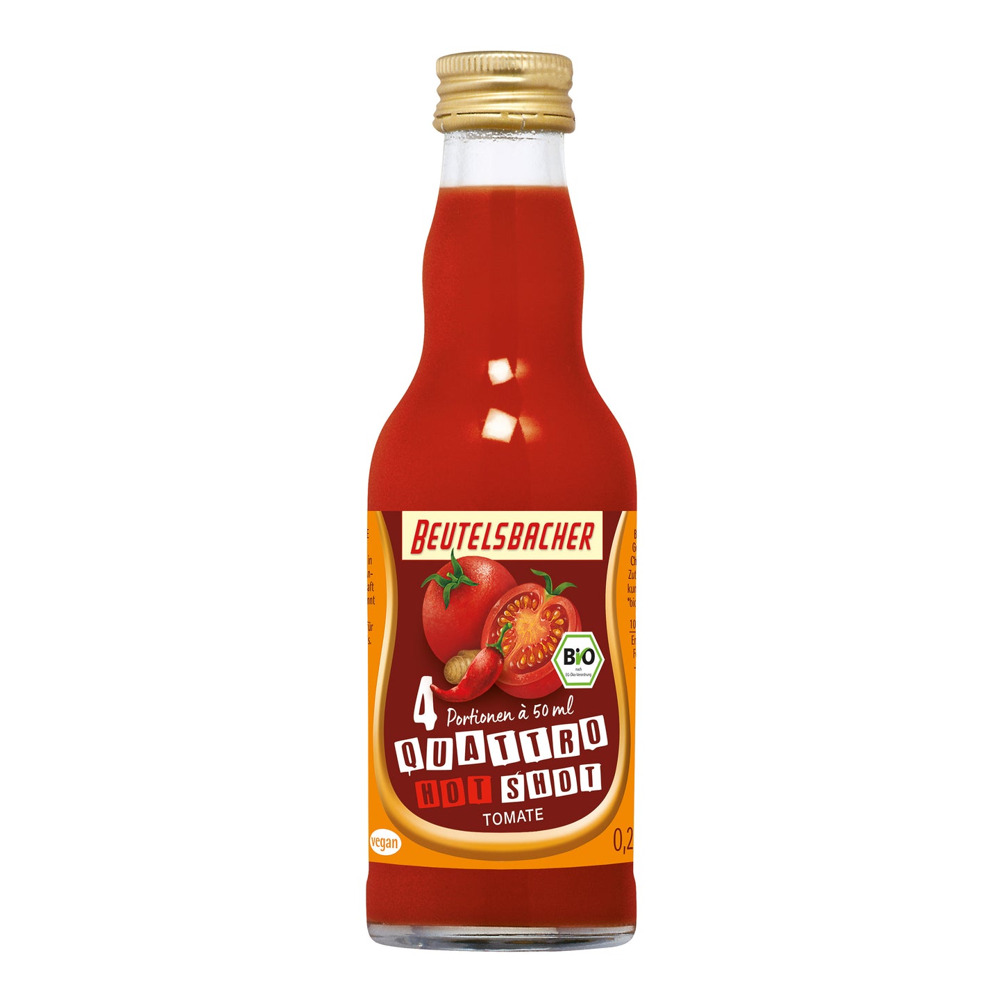 550206 Šťáva rajčatová s chilli Quattro shot 200 ml BIO   BEUTELSBACHER-1