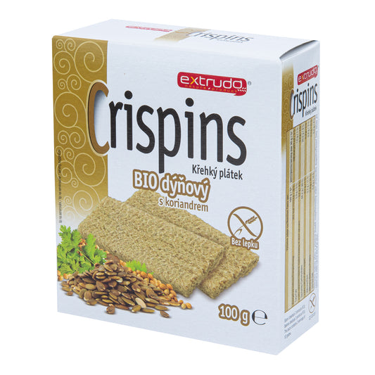 610054 Chlebíček dýňový s koriandrem Crispins bezlepkový 100 g BIO   EXTRUDO-1