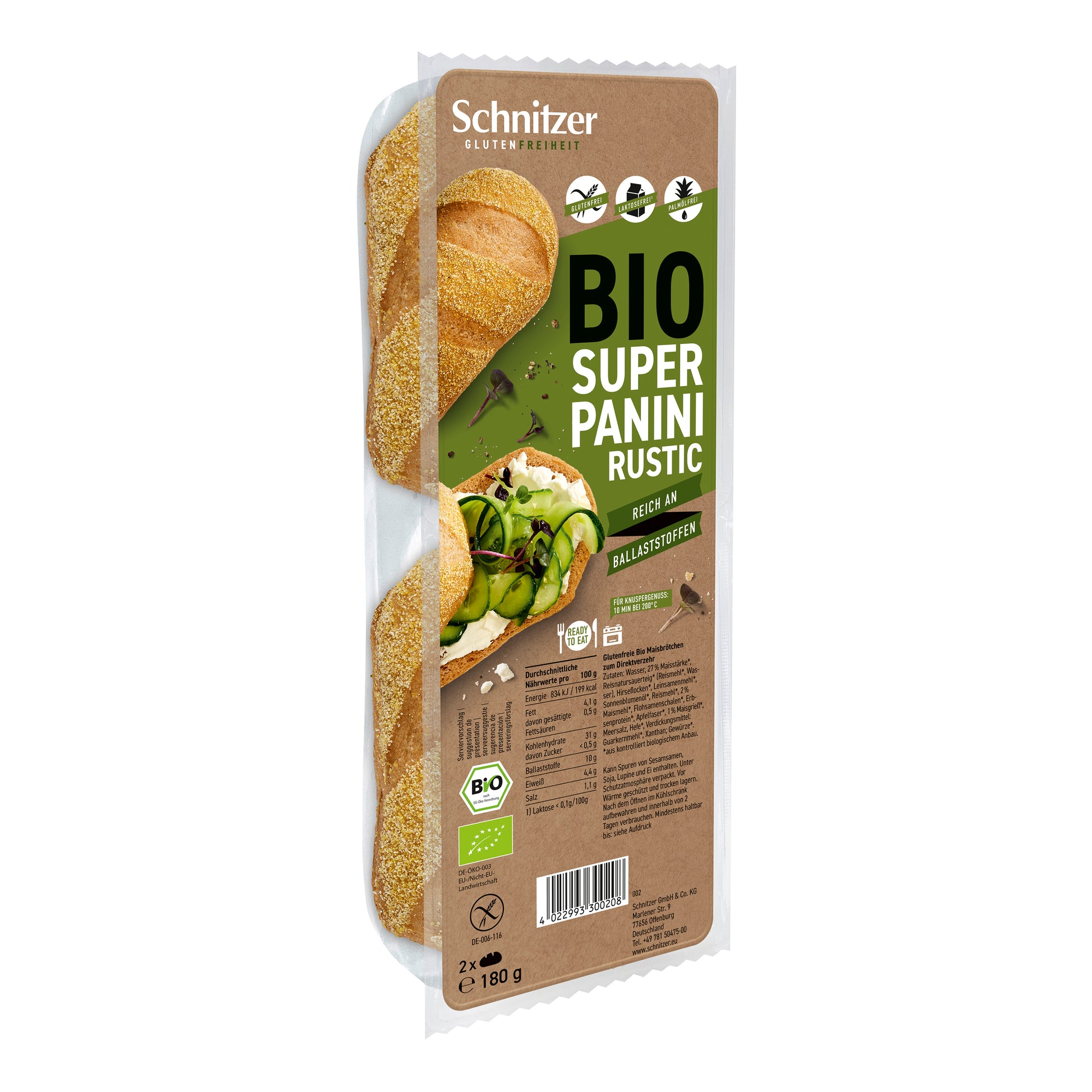 610068 Panini rustikální bezlepkové 180 g BIO   SCHNITZER-1