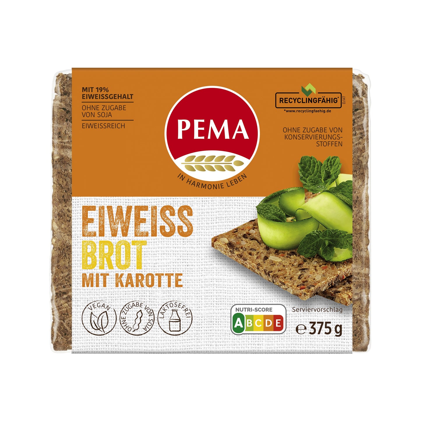 610087 Chléb proteinový s mrkví 375 g   PEMA-1