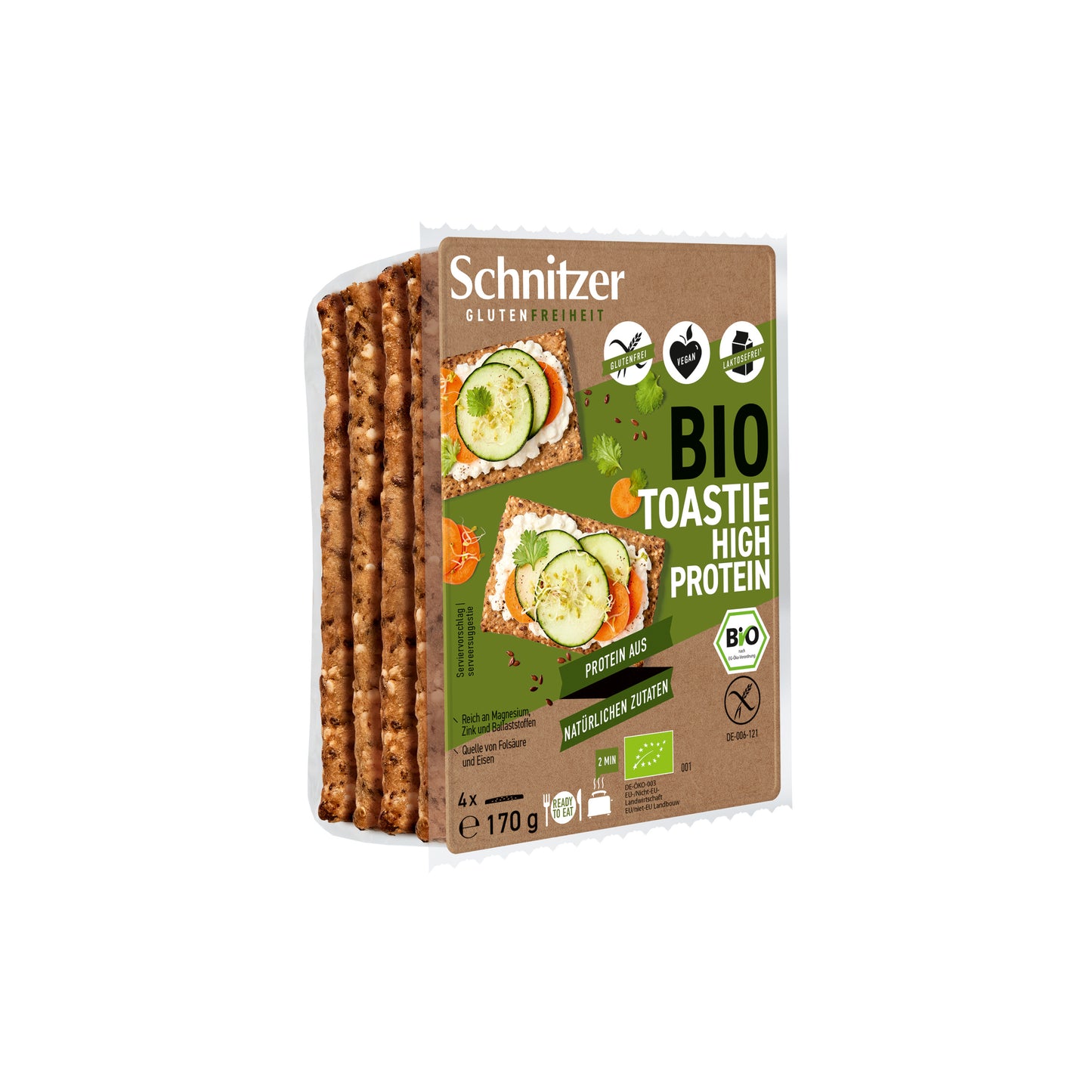 610097 Chléb toastový s vysokým obsahem bílkovin bezlepkový 170 g BIO   SCHNITZER -1