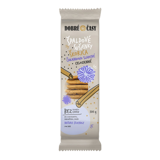 630250 Sušenky špaldové skořice s čekankovým slazením 100 g BIO   DOBRÉ ČASY-1