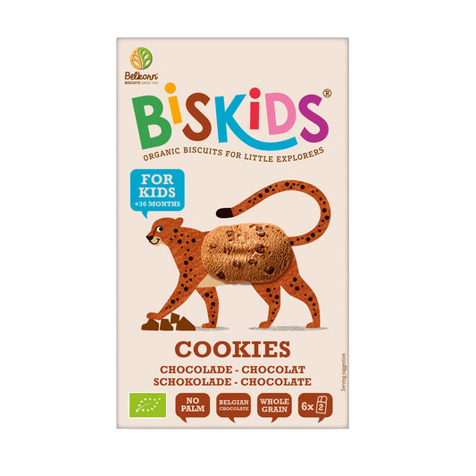 630278 Sušenky celozrnné dětské s belgickou čokoládou 36M+ 120 g BIO   BISKIDS-1