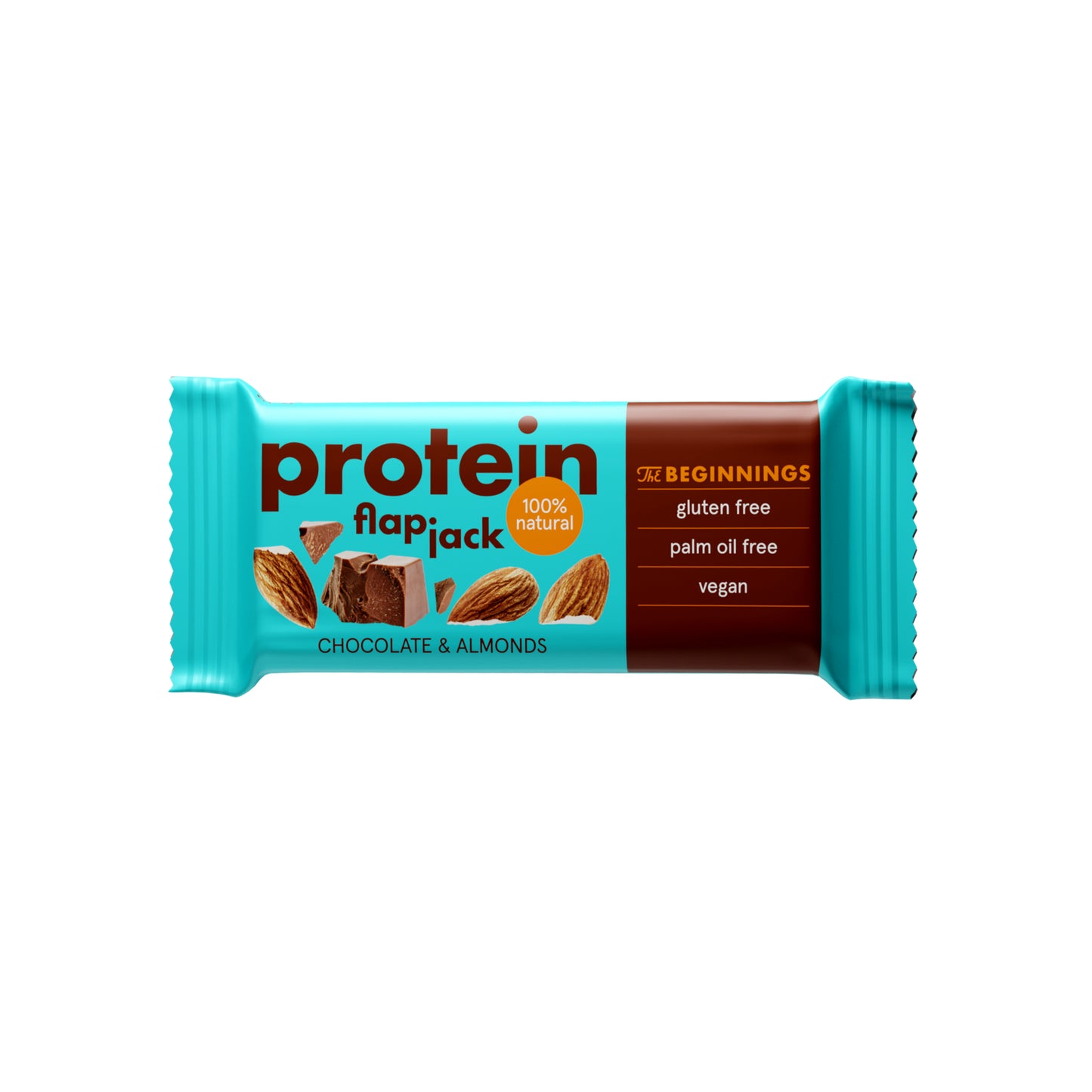 632236 Flapjack proteinový čokoláda s mandlemi  bezlepkový 60 g   THE BEGINNINGS-1