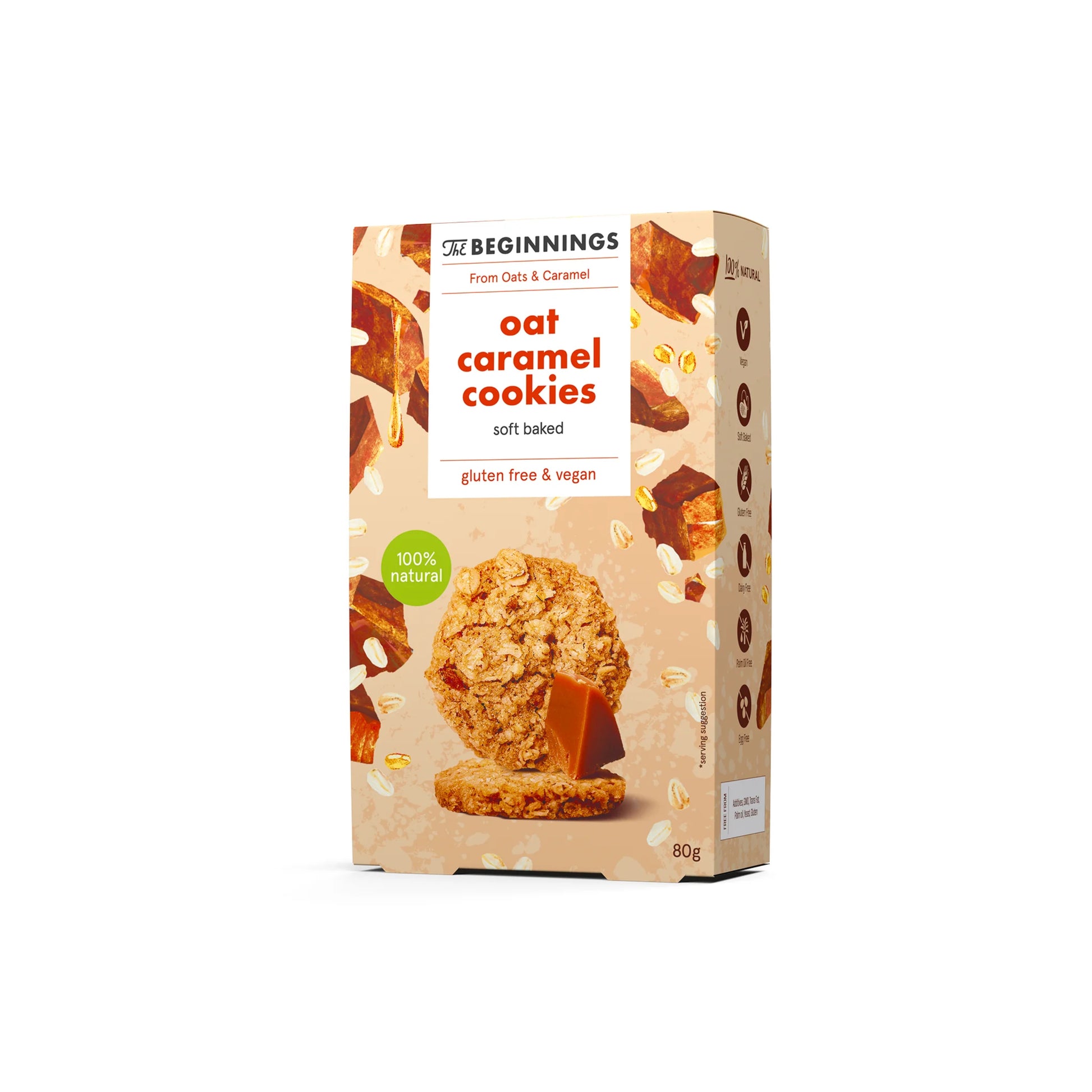 632249 Sušenky ovesné proteinové s karamelem 80 g   THE BEGINNINGS-1