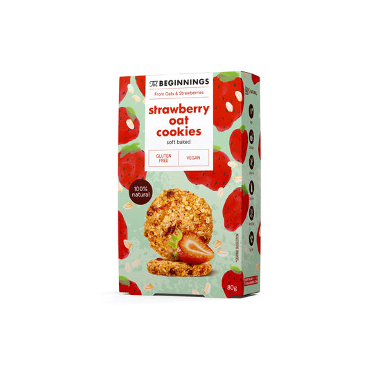 632250 Sušenky ovesné proteinové s jahodami 80 g   THE BEGINNINGS-1