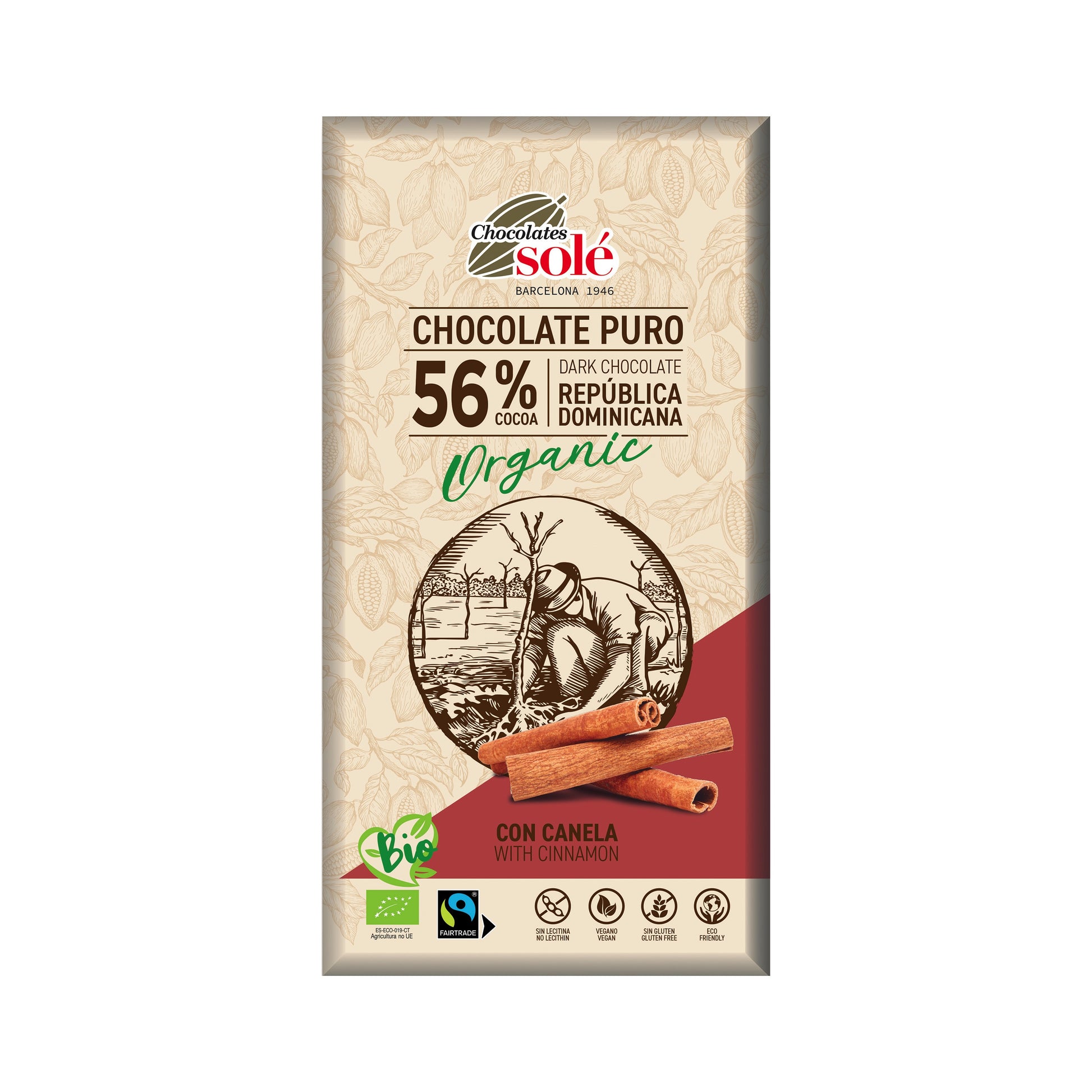 660198 Čokoláda hořká se skořicí 100 g BIO   SOLÉ-1