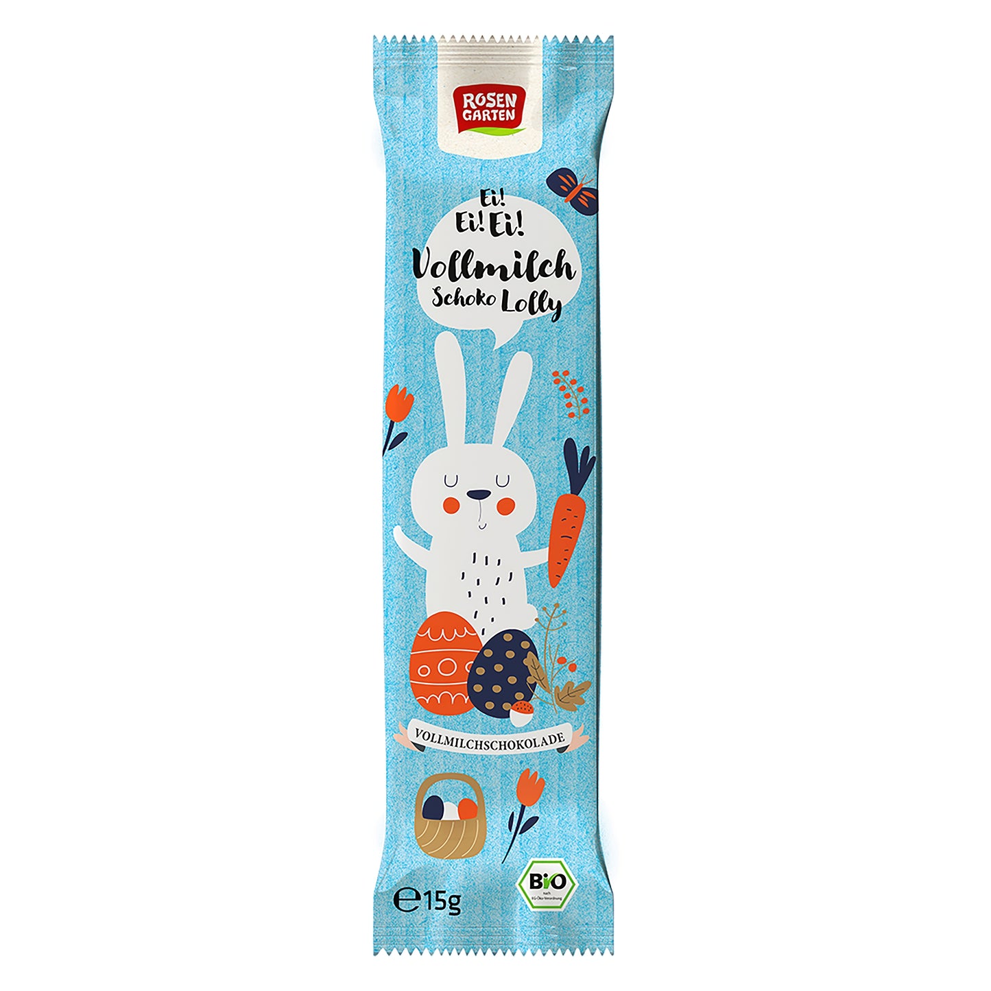 665283 Lízátko mléčná čokoláda zajíček 15 g BIO   ROSENGARTEN-1