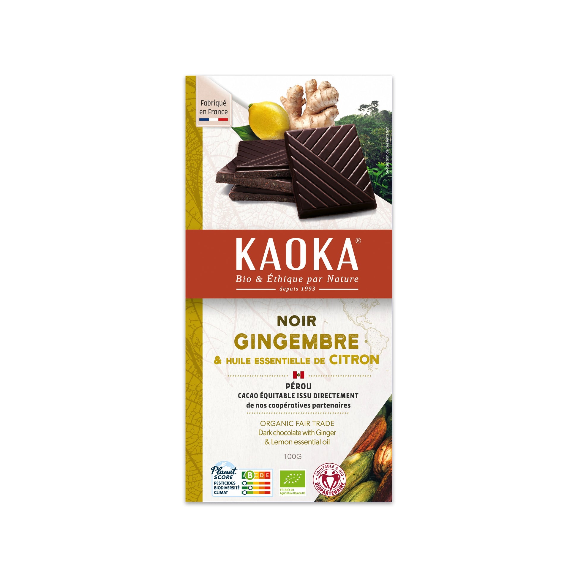 665294 Čokoláda hořká citron se zázvorem 100 g BIO   KAOKA-1