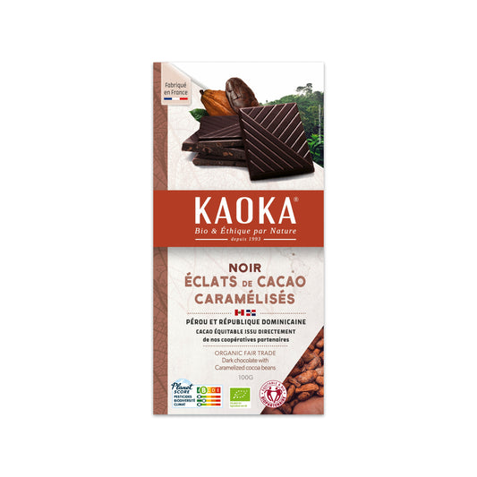 665300 Čokoláda hořká s kousky kakaa 100 g BIO   KAOKA-1
