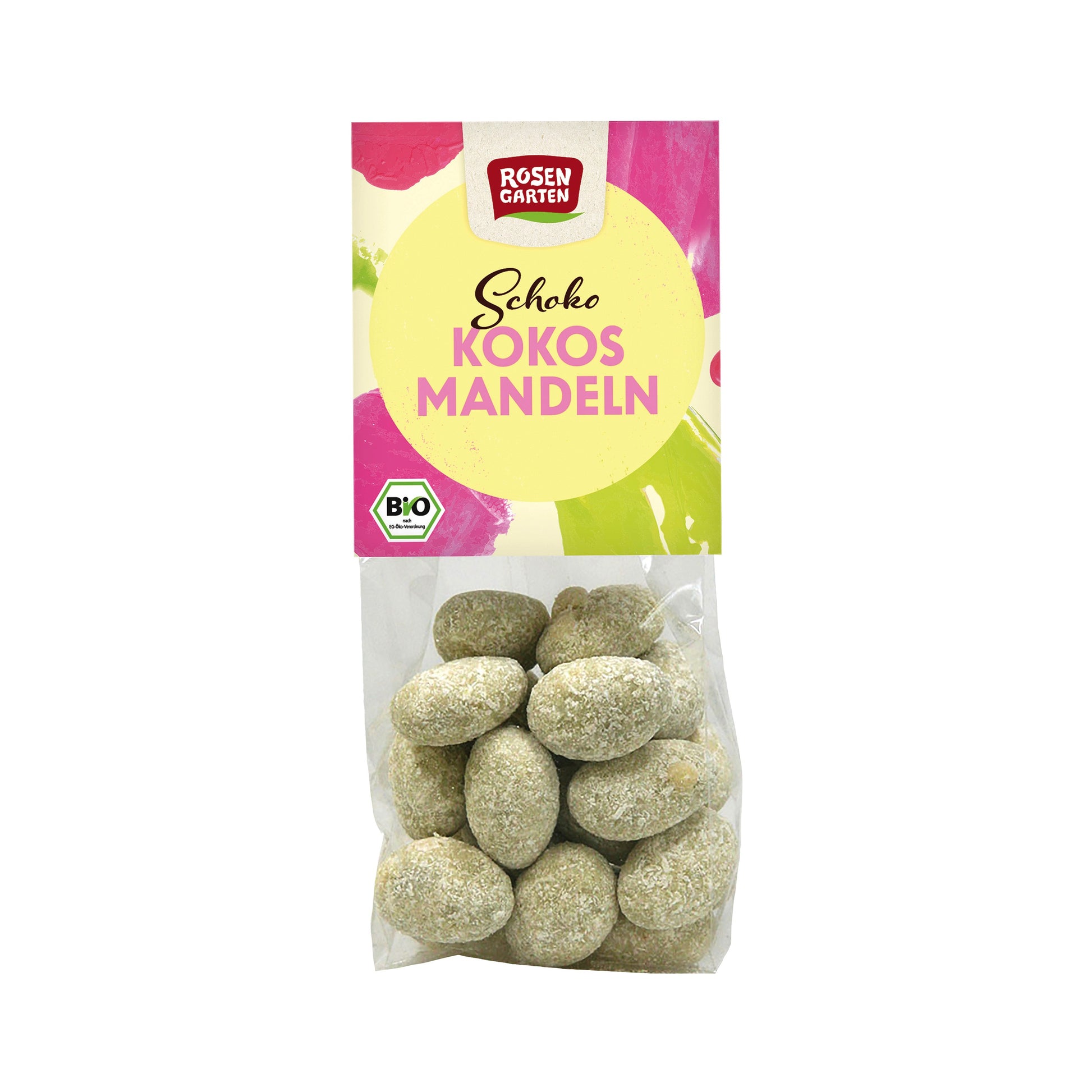665317 Mandle v mléčné a bílé čokoládě s kokosem 100 g BIO   ROSENGARTEN-1