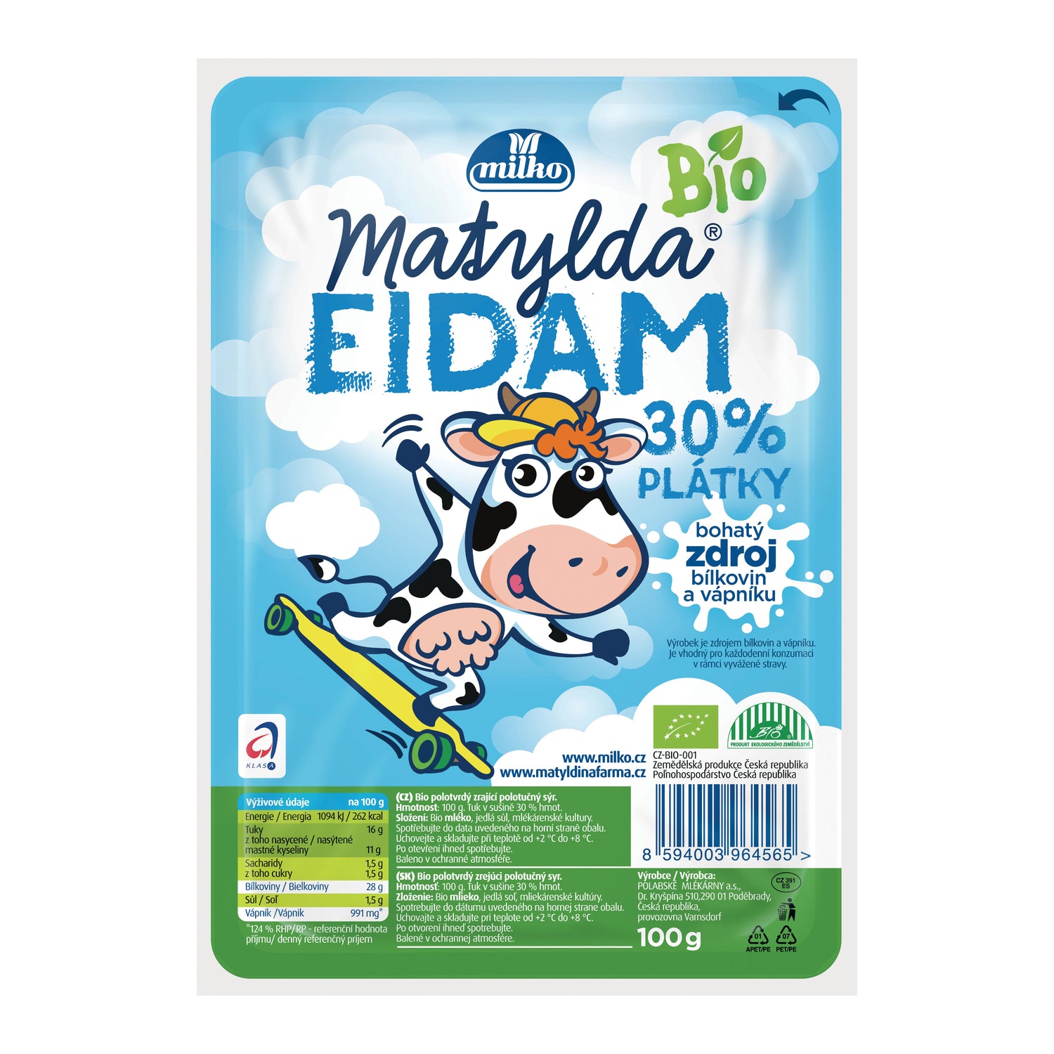 720010 Sýr eidam 30% 100 g BIO   POLABSKÉ MLÉKÁRNY-1