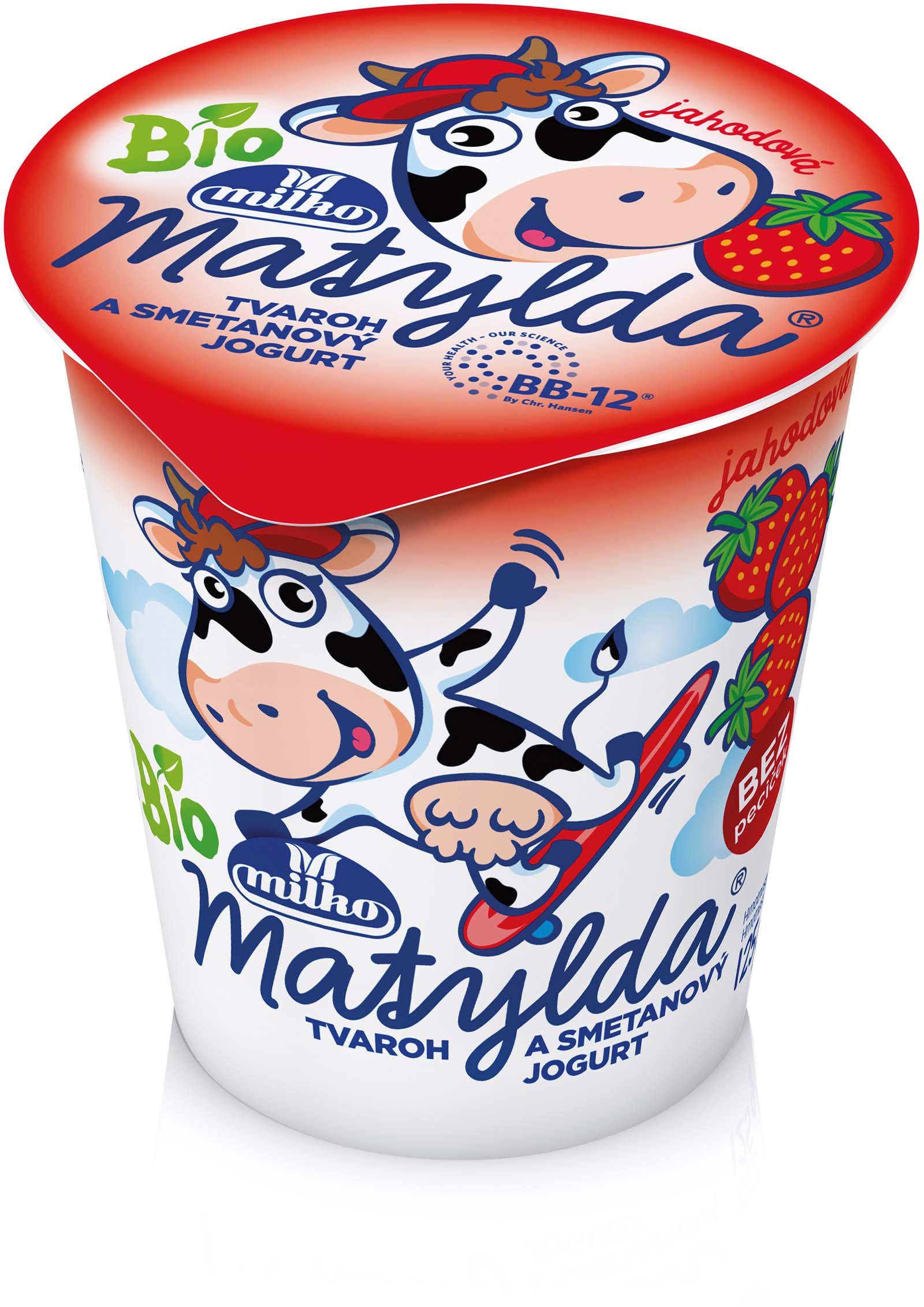 720121 Tvaroh a smetanový jogurt Matylda jahoda 125 g BIO   POLABSKÉ MLÉKÁRNY-1