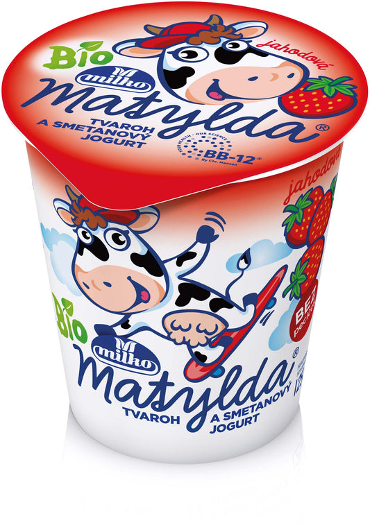 720121 Tvaroh a smetanový jogurt Matylda jahoda 125 g BIO   POLABSKÉ MLÉKÁRNY-1
