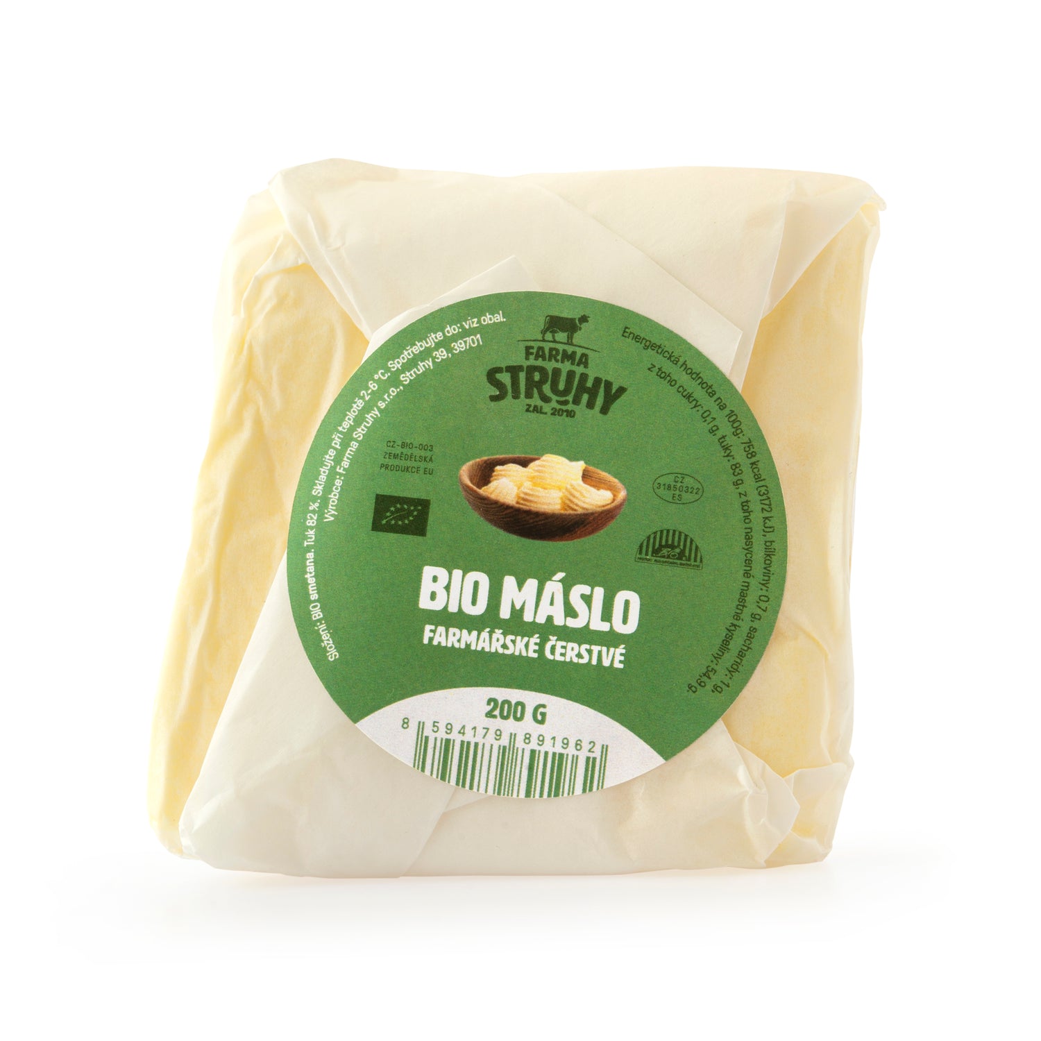 720218 Máslo čerstvé 200 g BIO   FARMA STRUHY-1