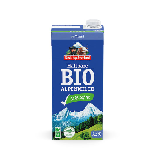721146 Mléko trvanlivé alpské plnotučné bez laktózy 1 l BIO   BGL-1