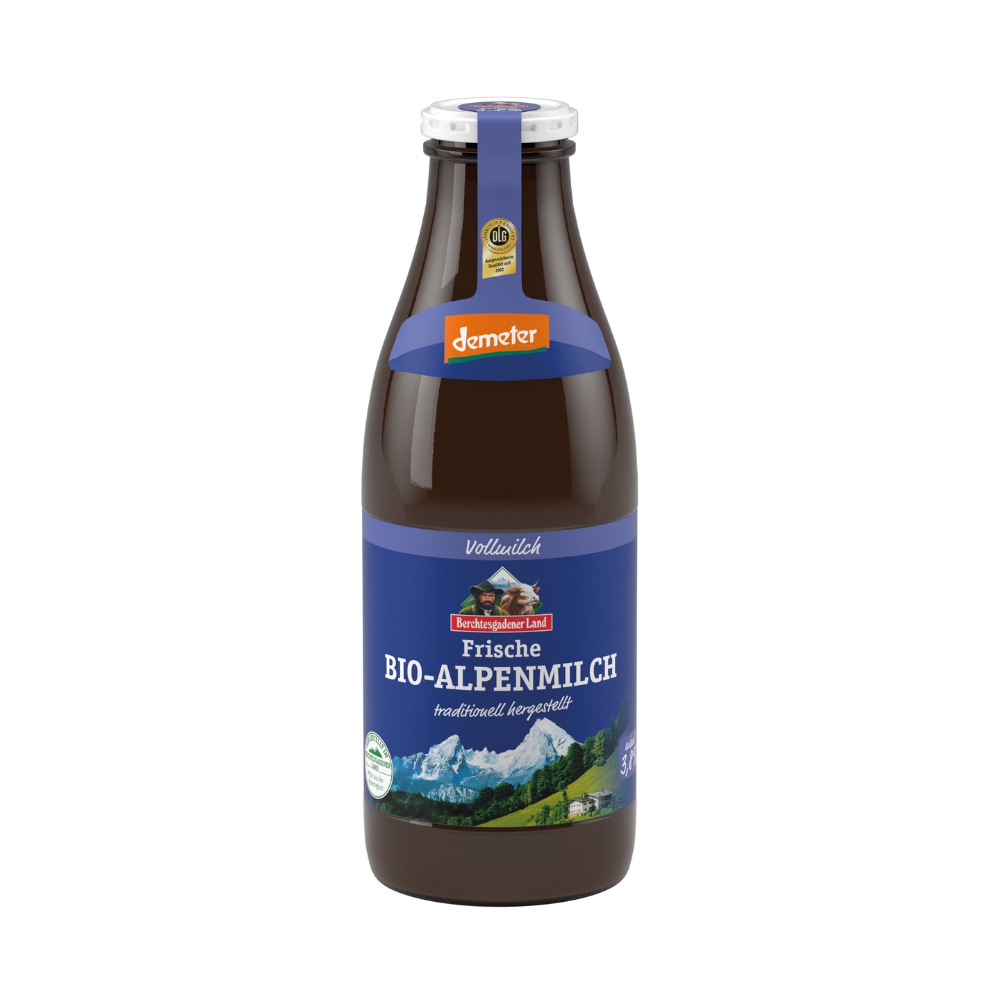 721163 Mléko čerstvé alpské plnotučné sklo 1 l BIO   BGL-1