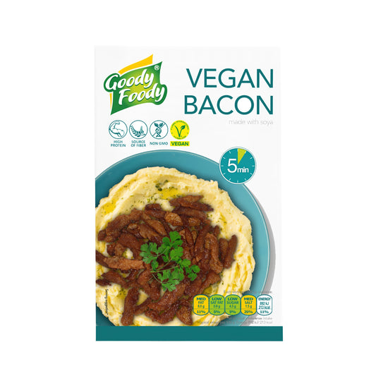 742159 Nudličky s příchutí slaniny veganské 200 g   GOODY FOODY-1