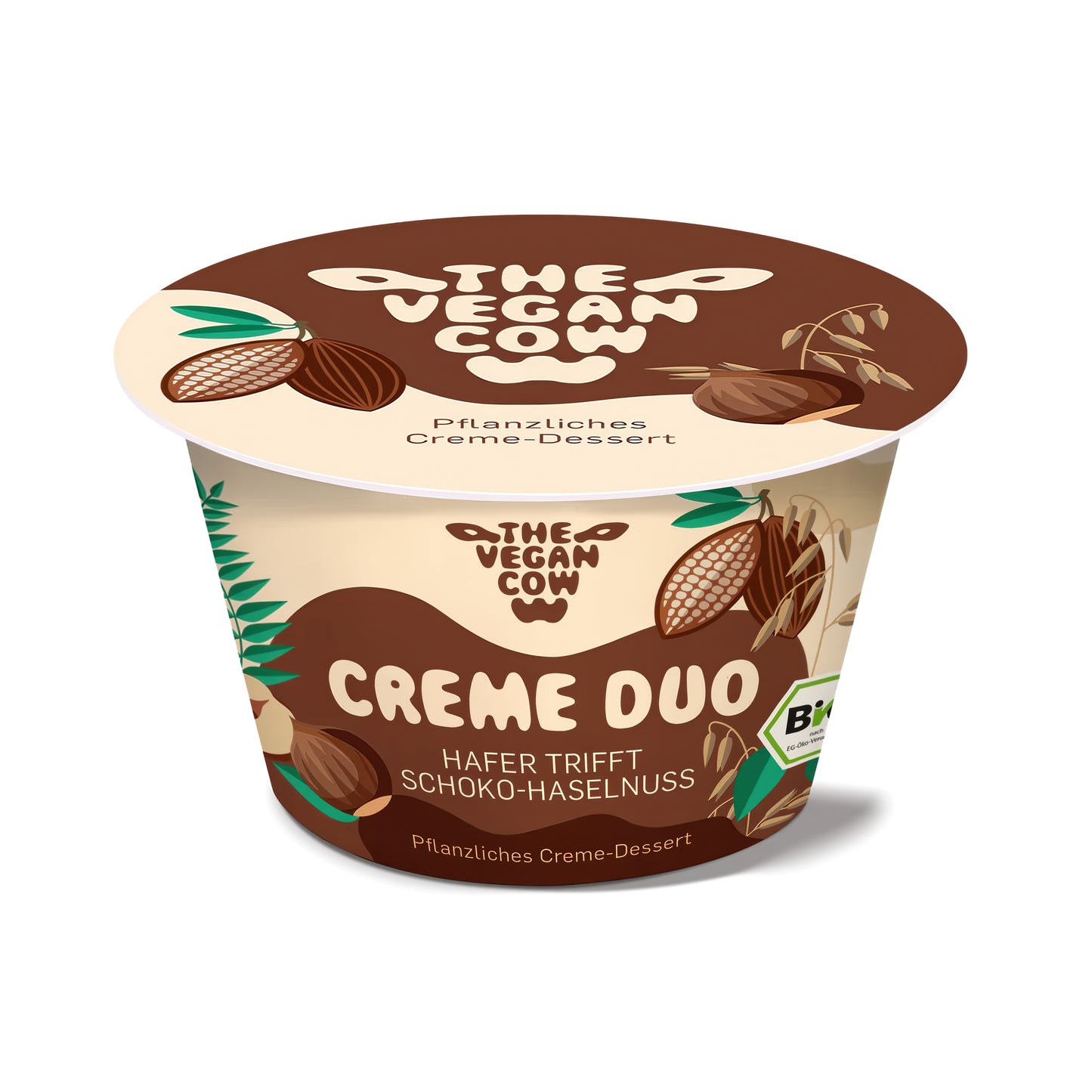750026 Dezert ovesný krémový lískový oříšek a kakao 125 g BIO   THE VEGAN COW-1
