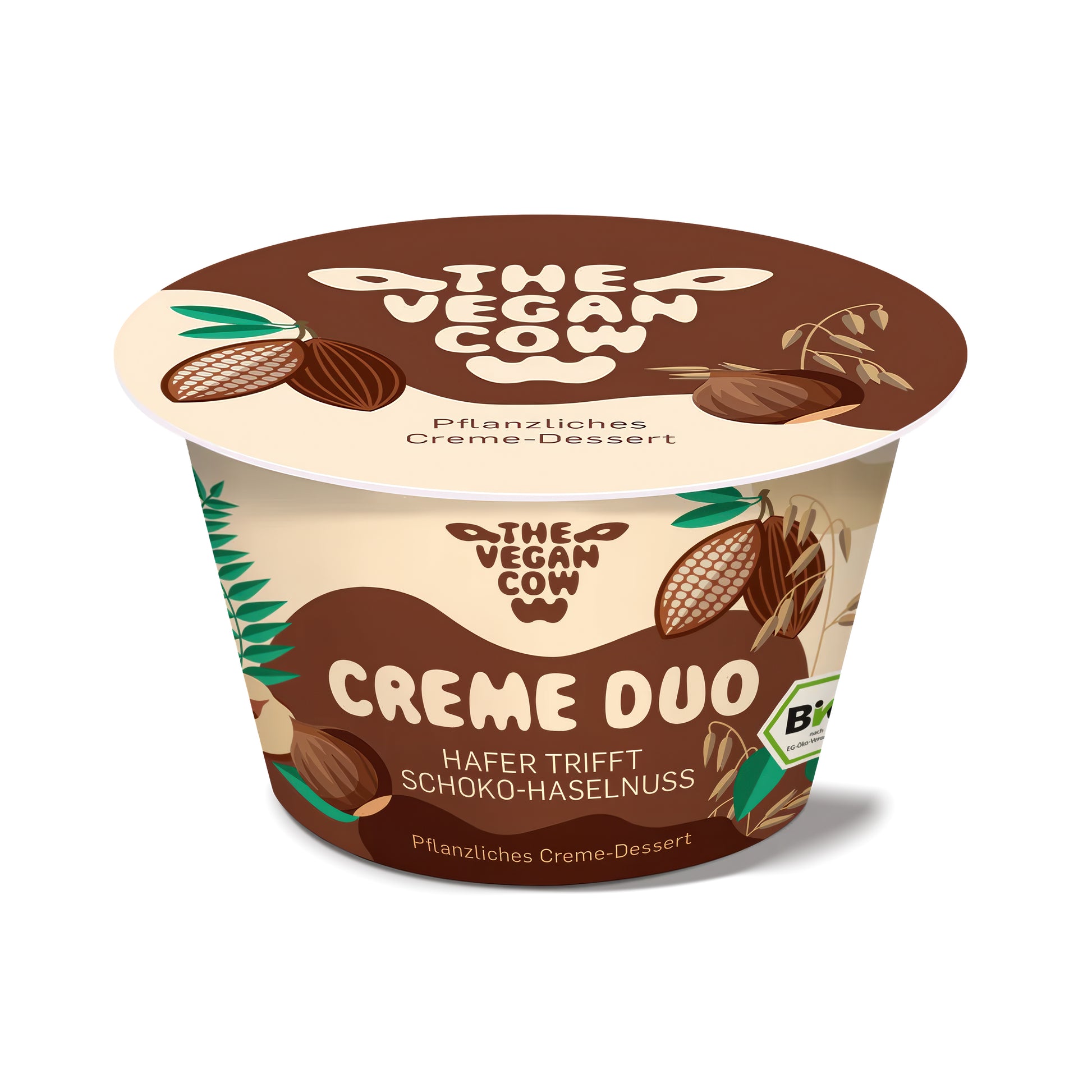 750026 Dezert ovesný krémový lískový oříšek a kakao 125 g BIO   THE VEGAN COW-1