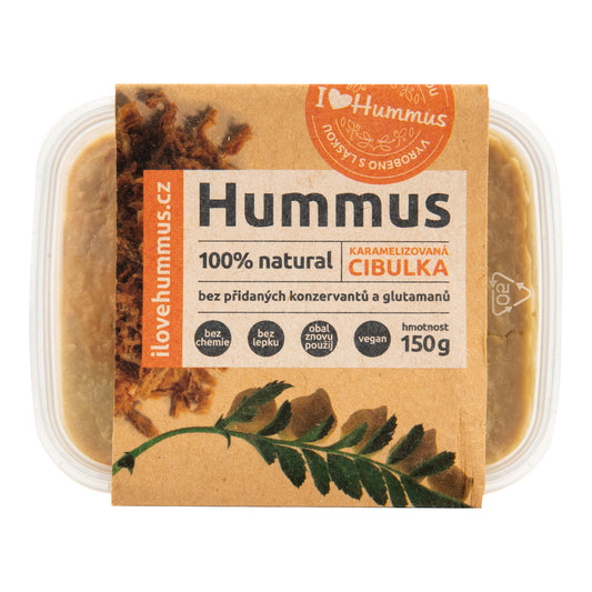 752055 Hummus - cizrnová pomazánka s karamelizovanou cibulkou 150 g   I LOVE HUMMUS-1